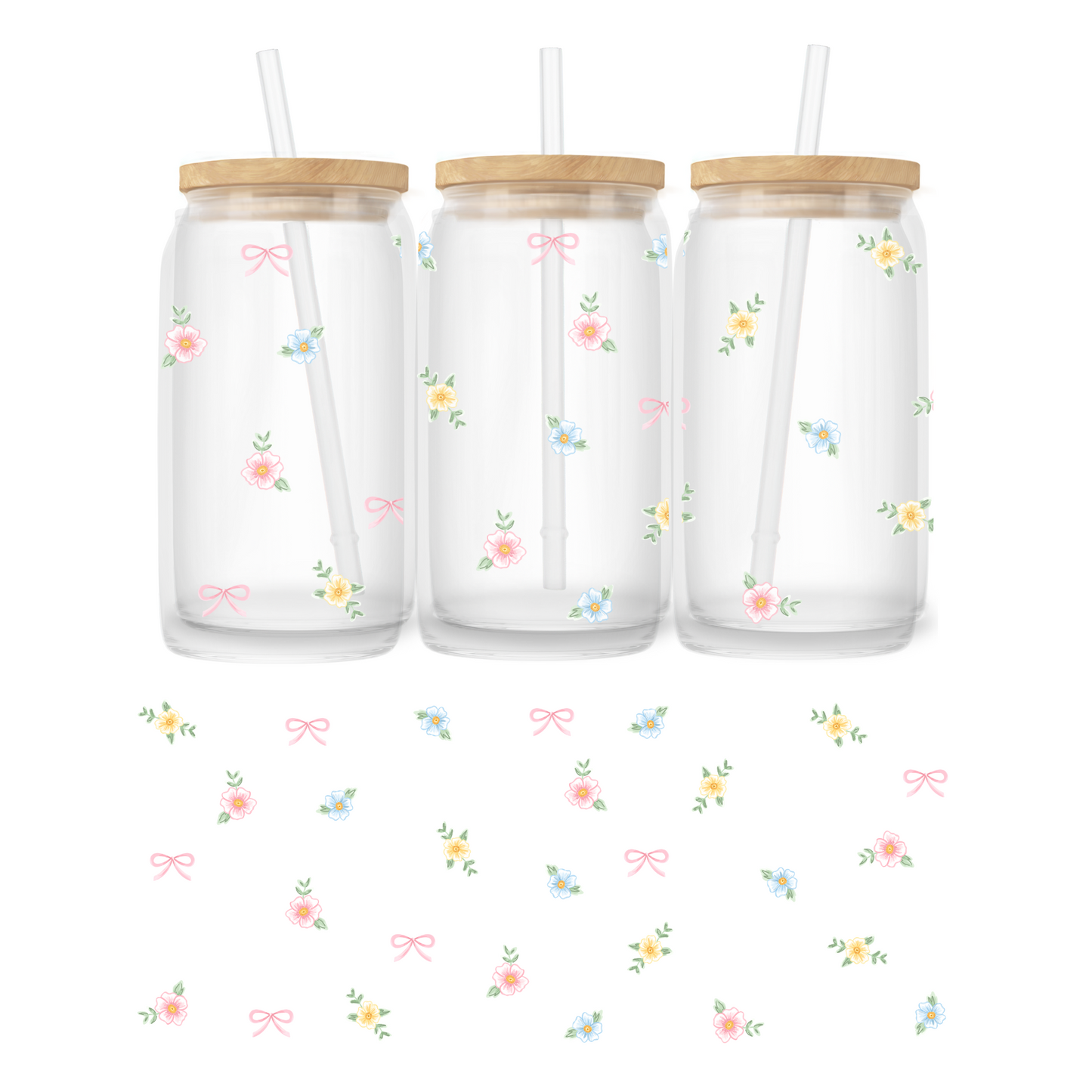 16 oz Glass | Spring | Pastel Roses
