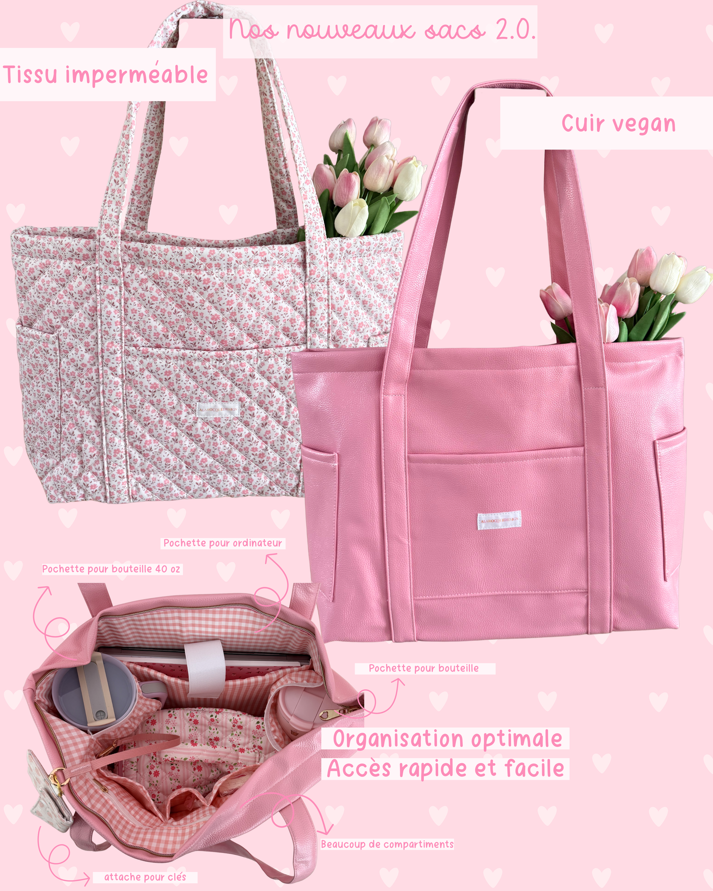 Bag | Raspberry red and white checkered pattern