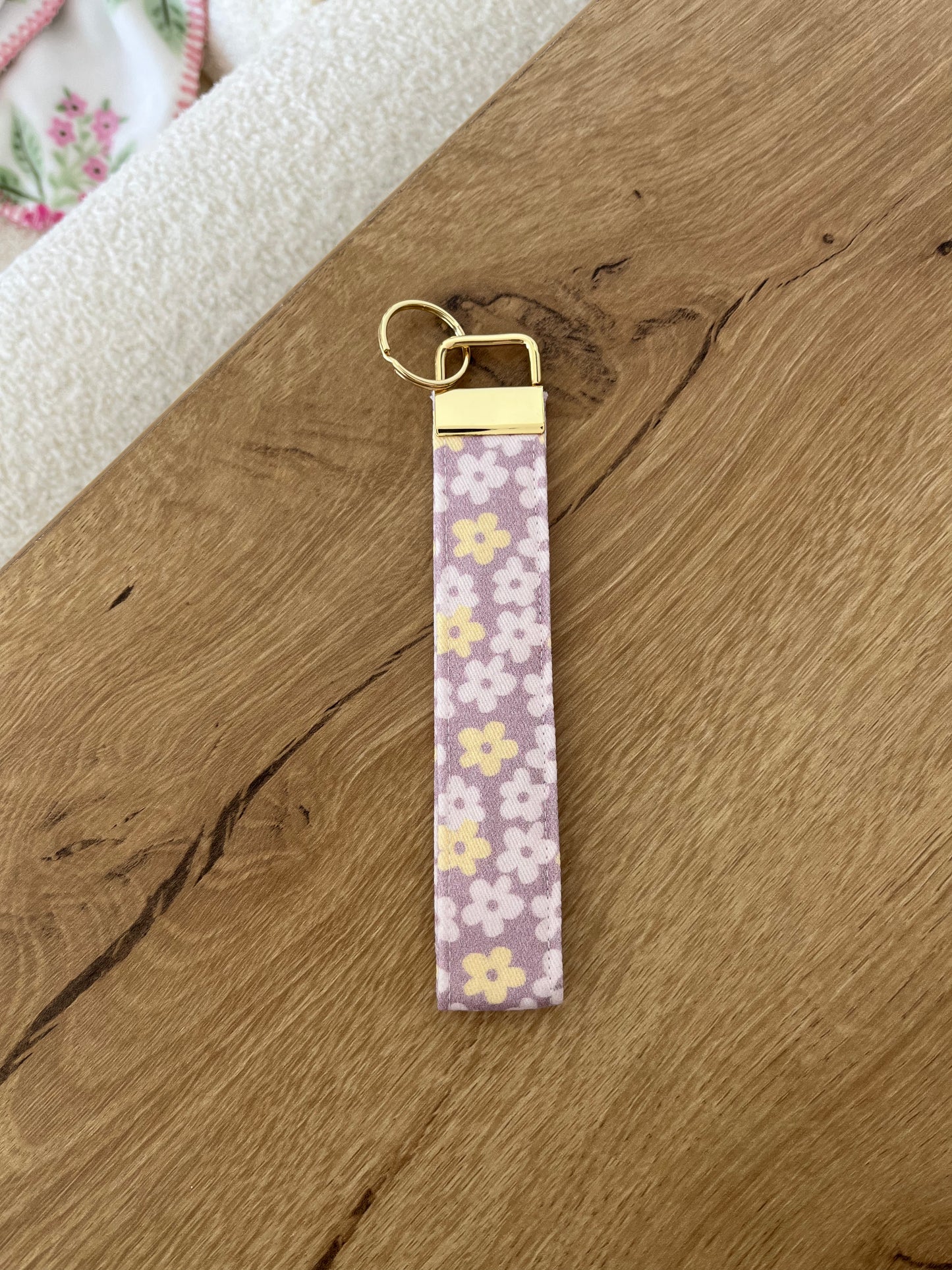Keychain | Bracelet | Mauve and yellow flowers