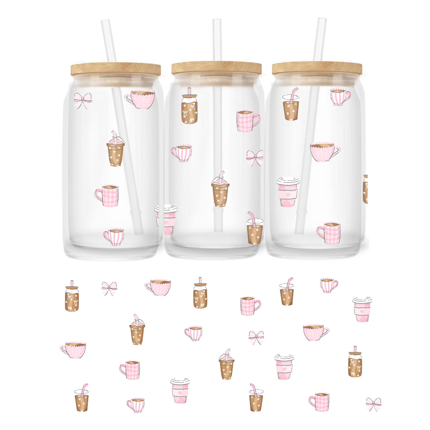 16 oz Glass | Vintage Girly Coffee