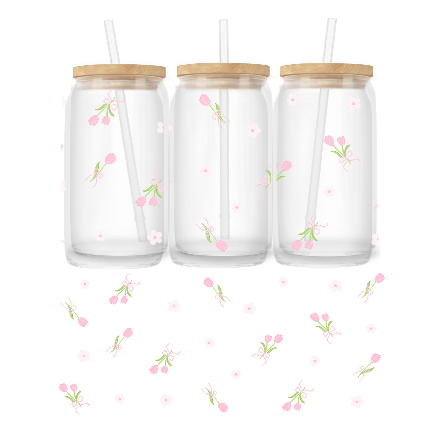 Verre 16 oz | Printemps | Bouquets de tulipes