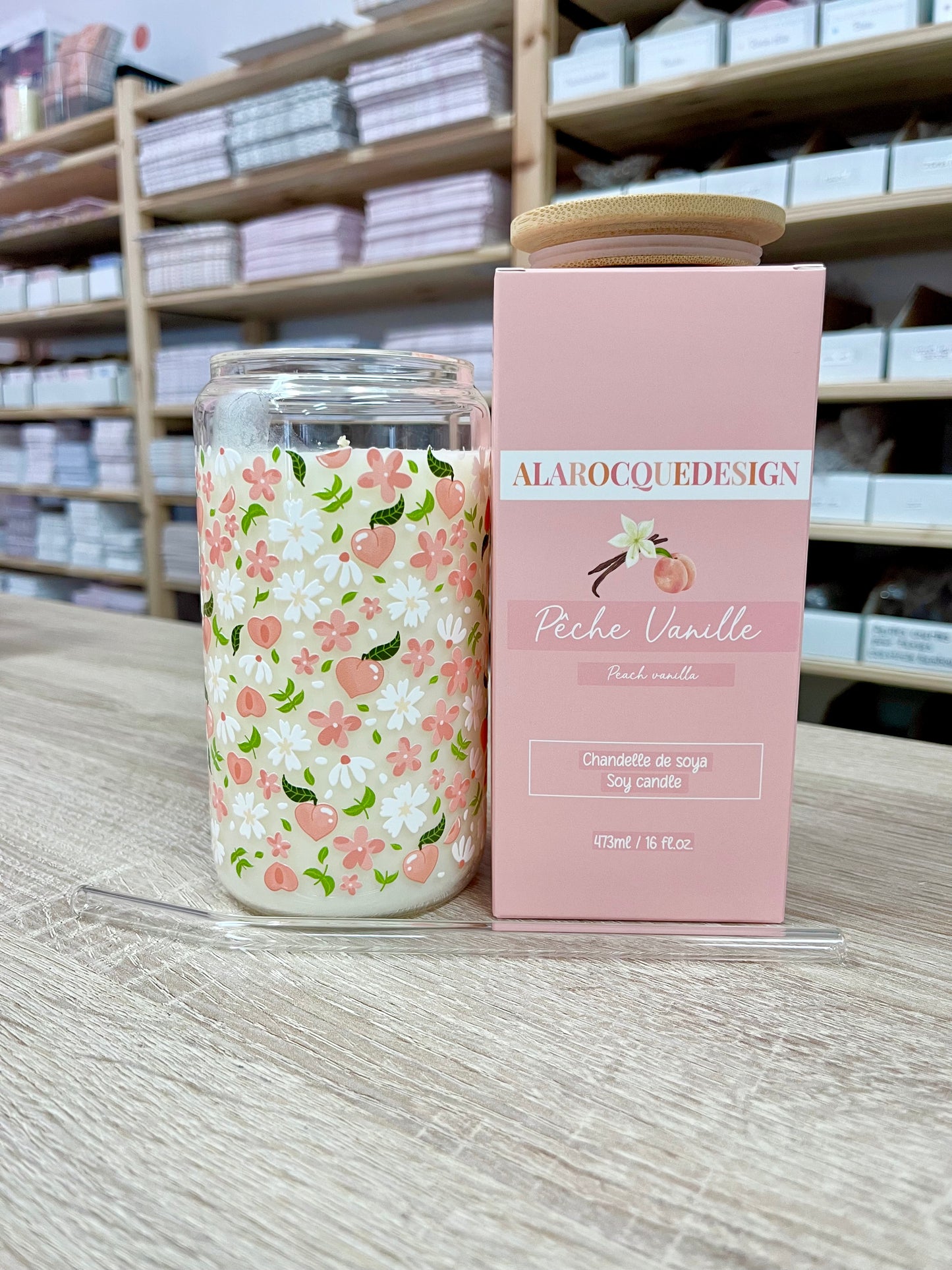 Candle | 16 oz Glass | Peach and Vanilla