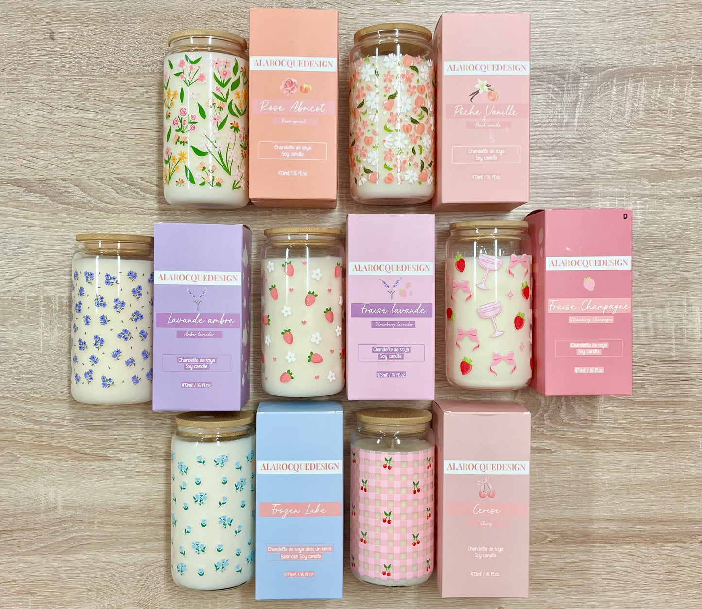 Chandelle | Verre 16 oz | Fraise et champagne