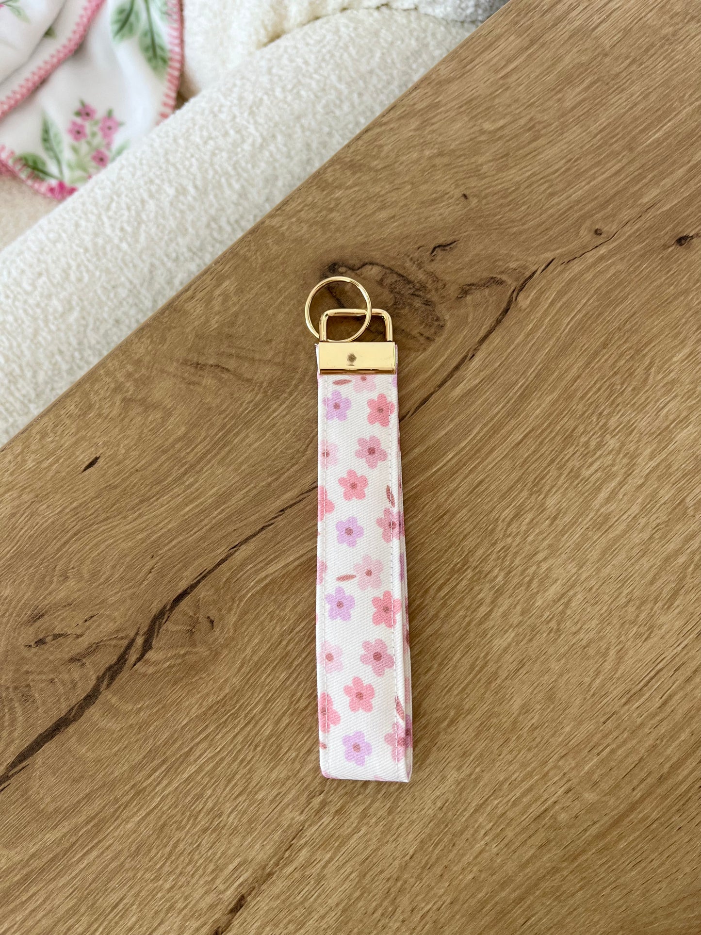 Porte-clés | Bracelet | Fleurs roses et mauves