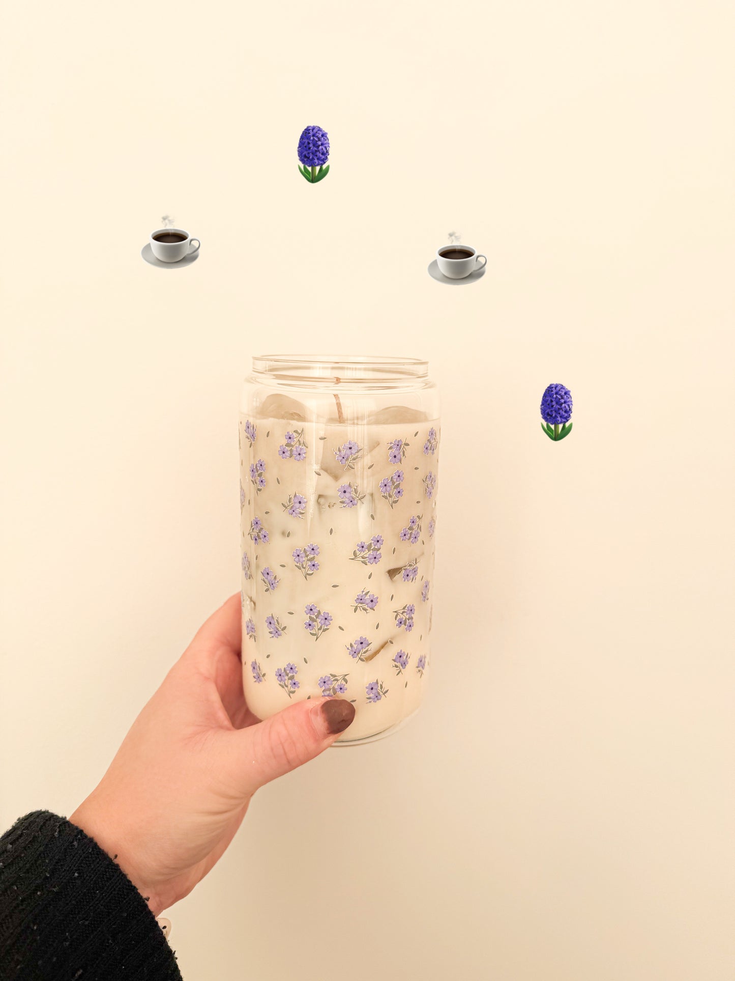 Chandelle | Verre 16 oz | Café et lavande avec glaçons