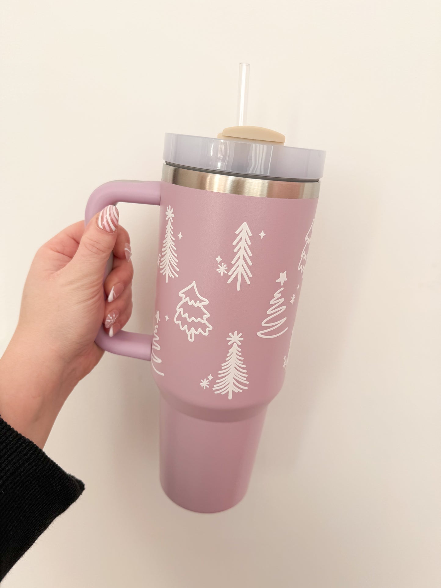 Tumbler 40 oz | Mauve | Sapins blanc