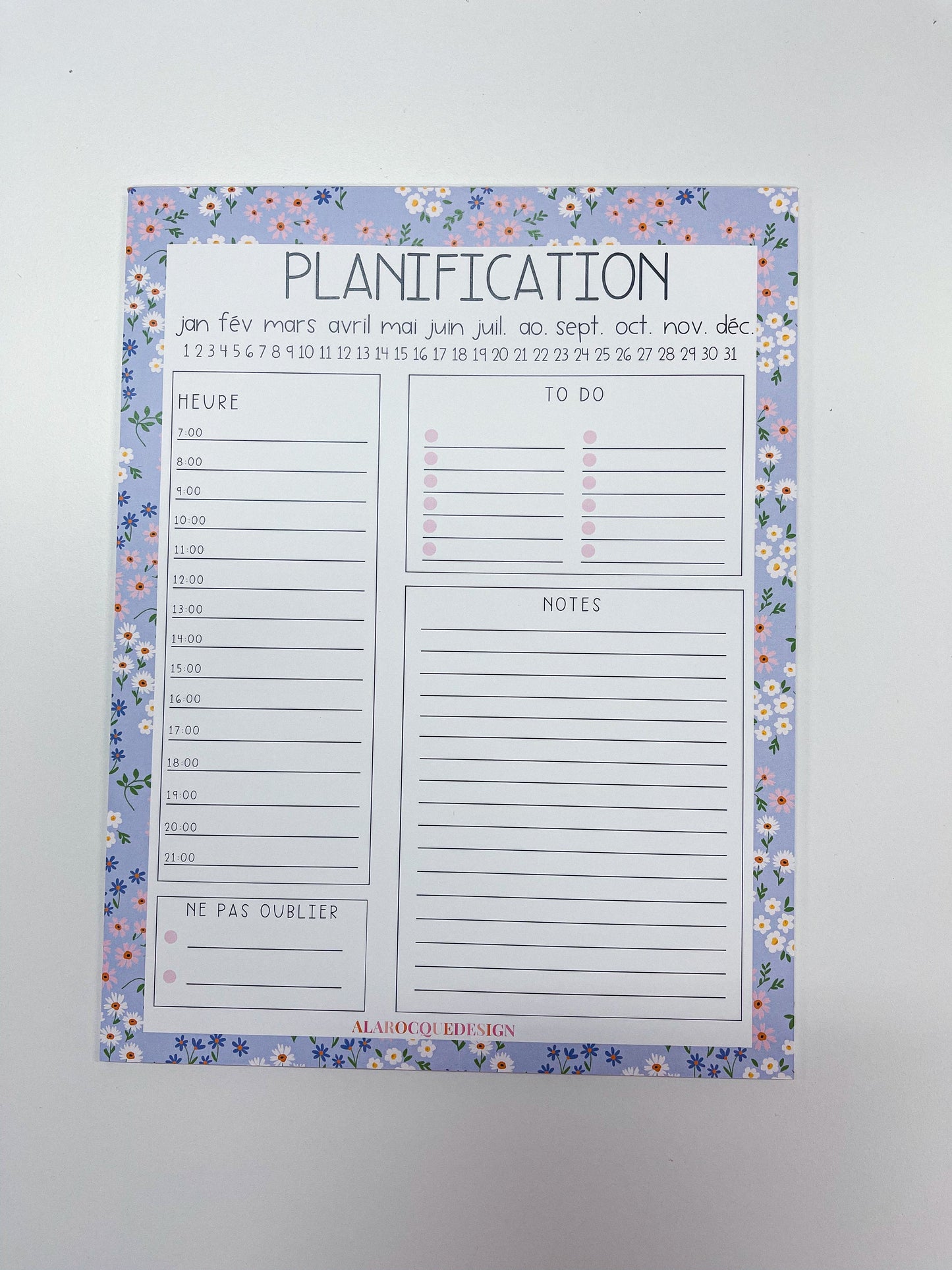 Daily Planner | Blue, Pink, and White Flowers