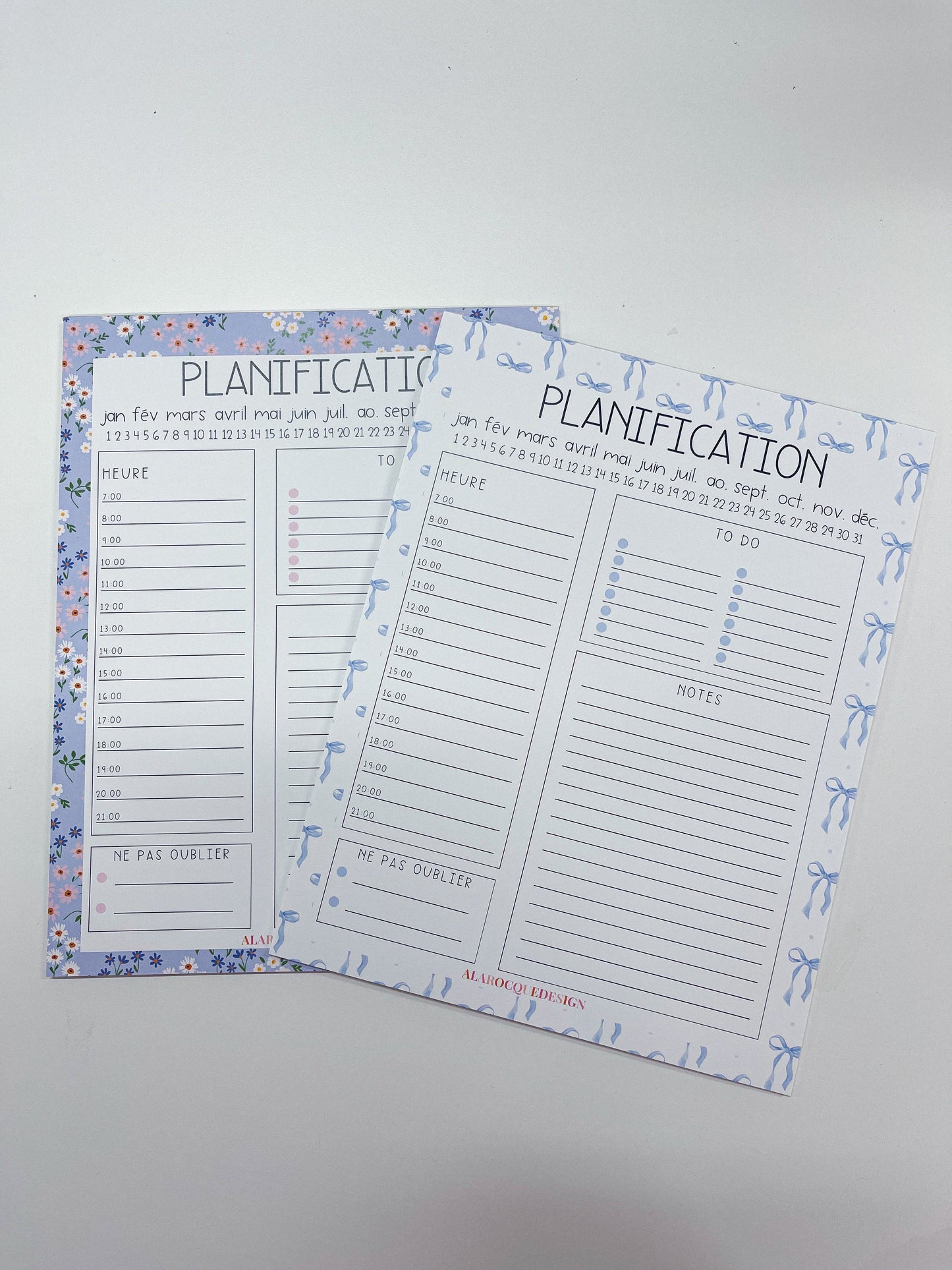 Daily Planner | Blue, Pink, and White Flowers