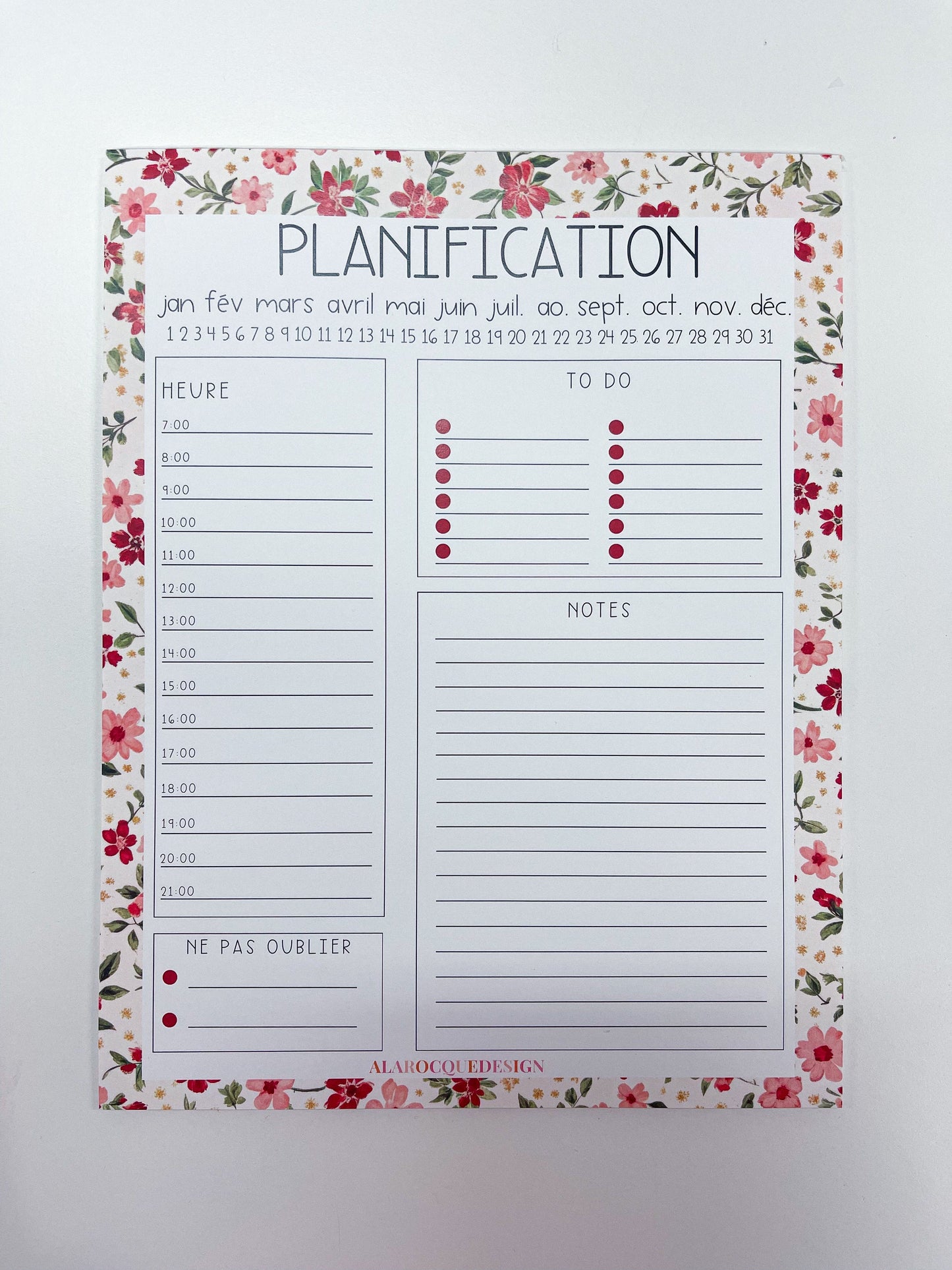 Daily Planner | Red and Pink Flowers