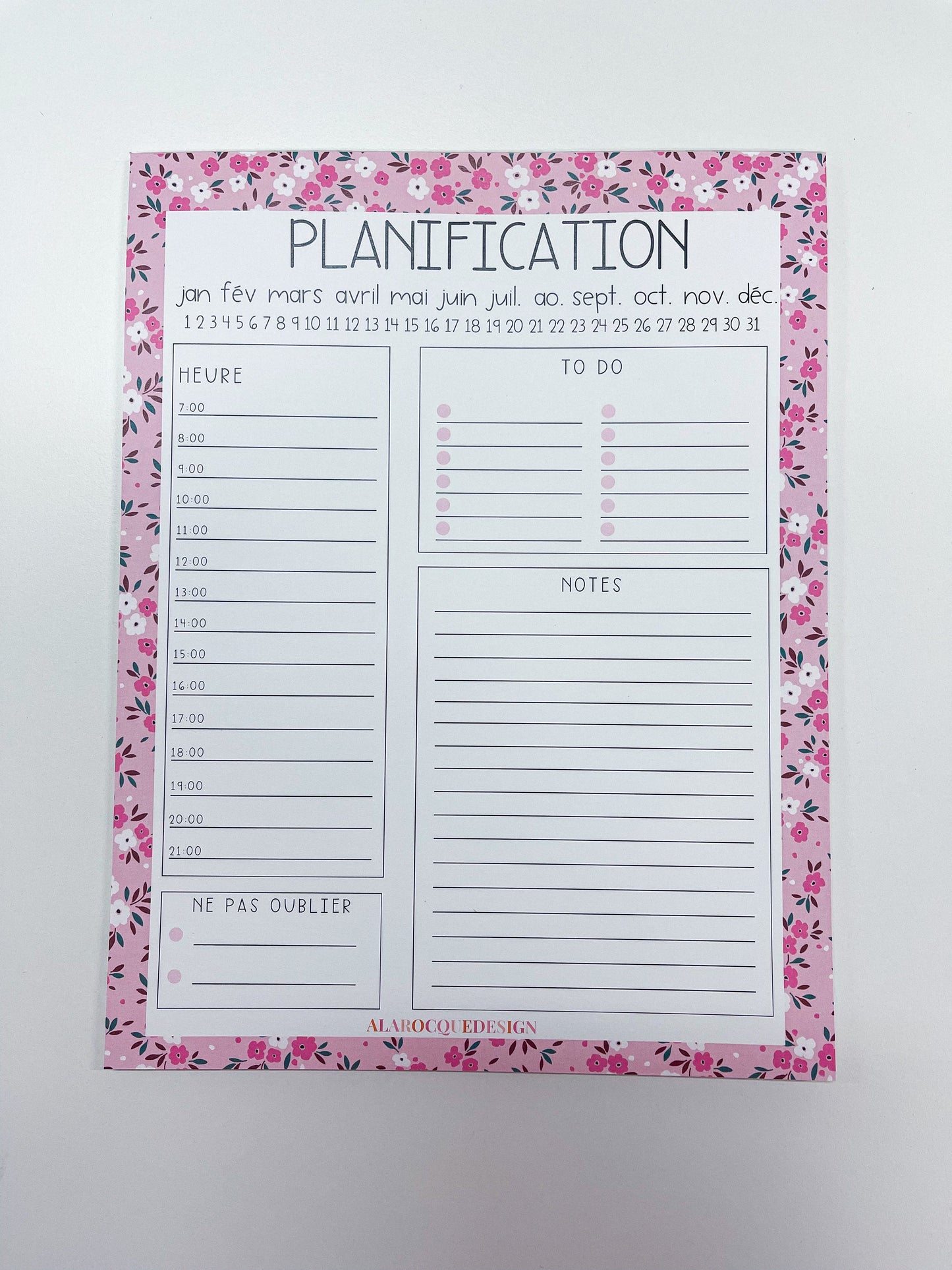 Daily Planner | Fuchsia and White Flowers