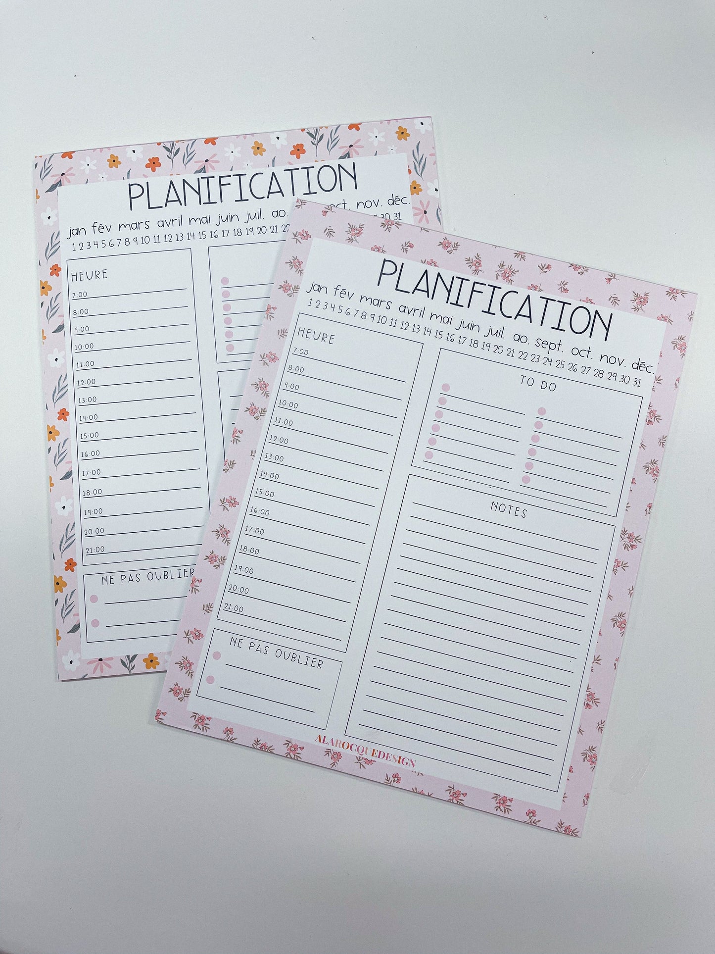 Daily Planner | Mini Pink Flowers and Leaves