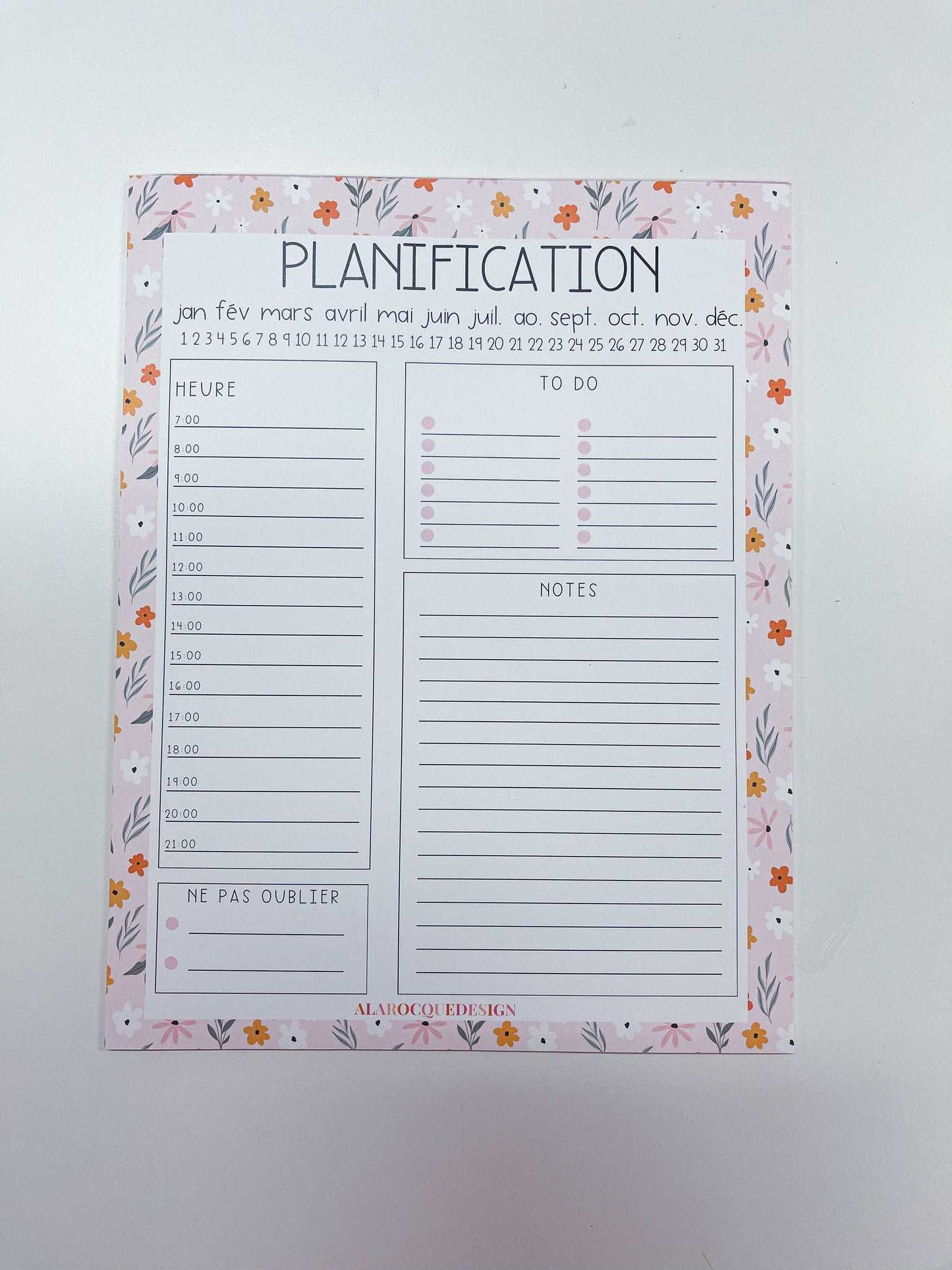 Planificateur journalier | Fleurs et feuilles