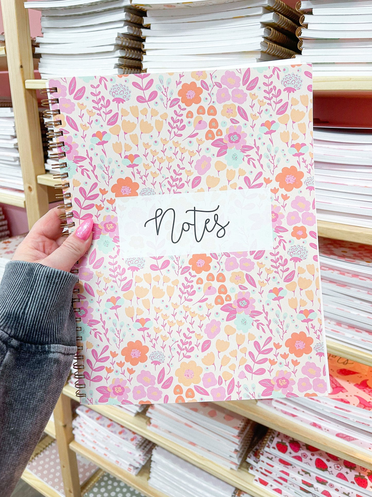 Cahier de notes | Fleurs mauves, oranges et turquoise