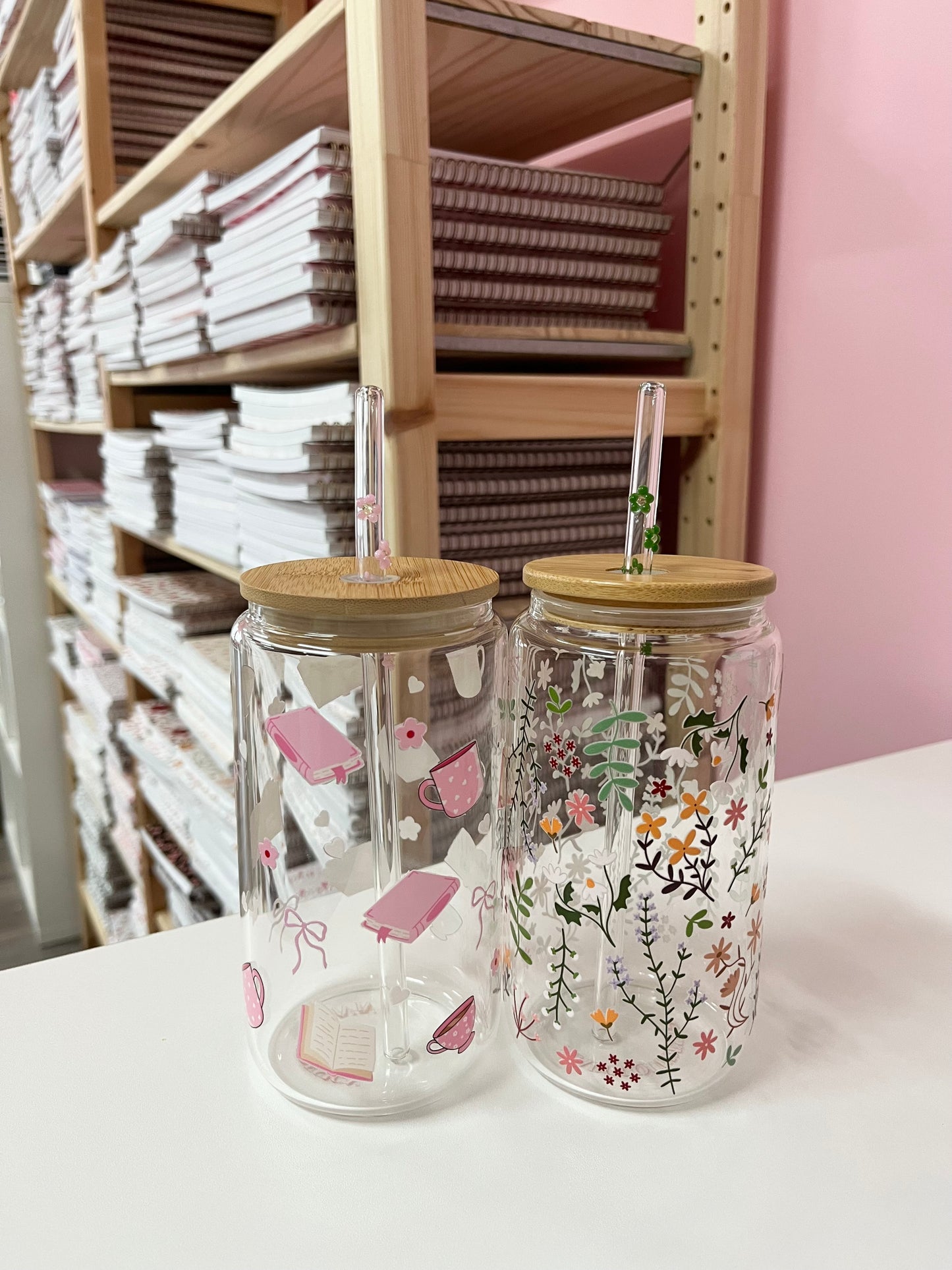 Glass straw | Small flowers