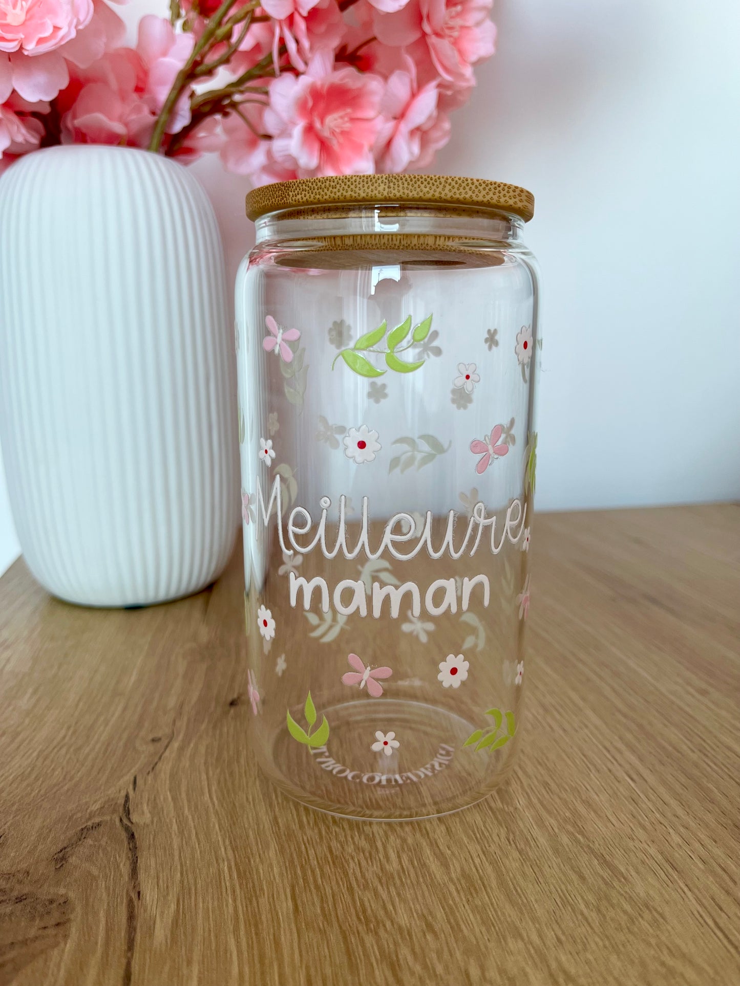 Verre 16 oz | Meilleure maman pastel
