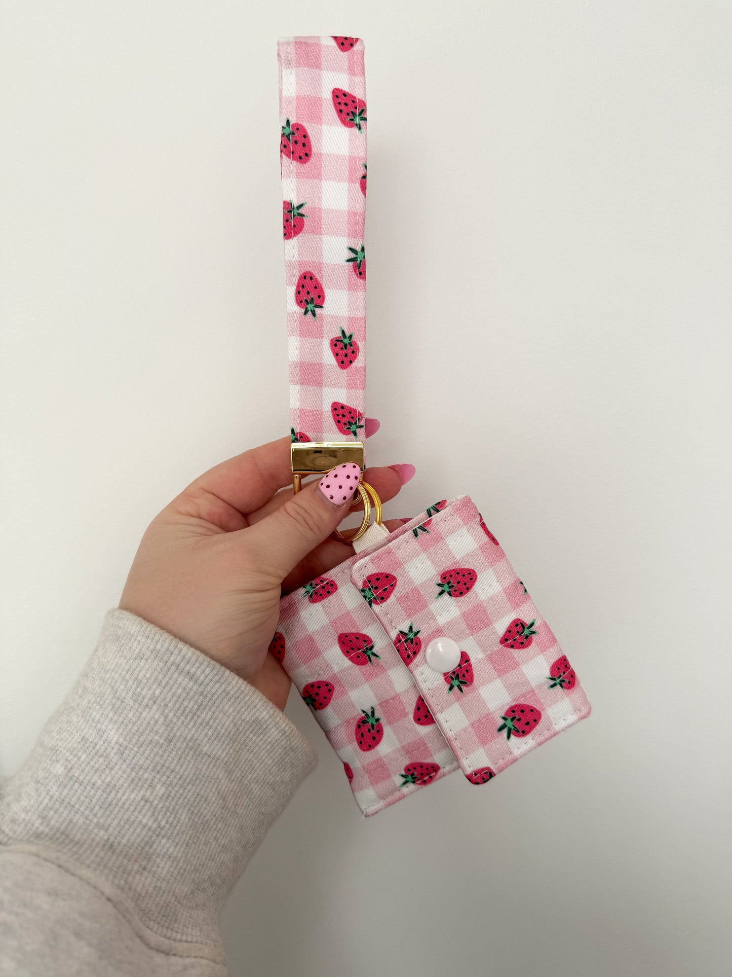 Porte-clés et porte-monnaie | Quadrillé et fraises