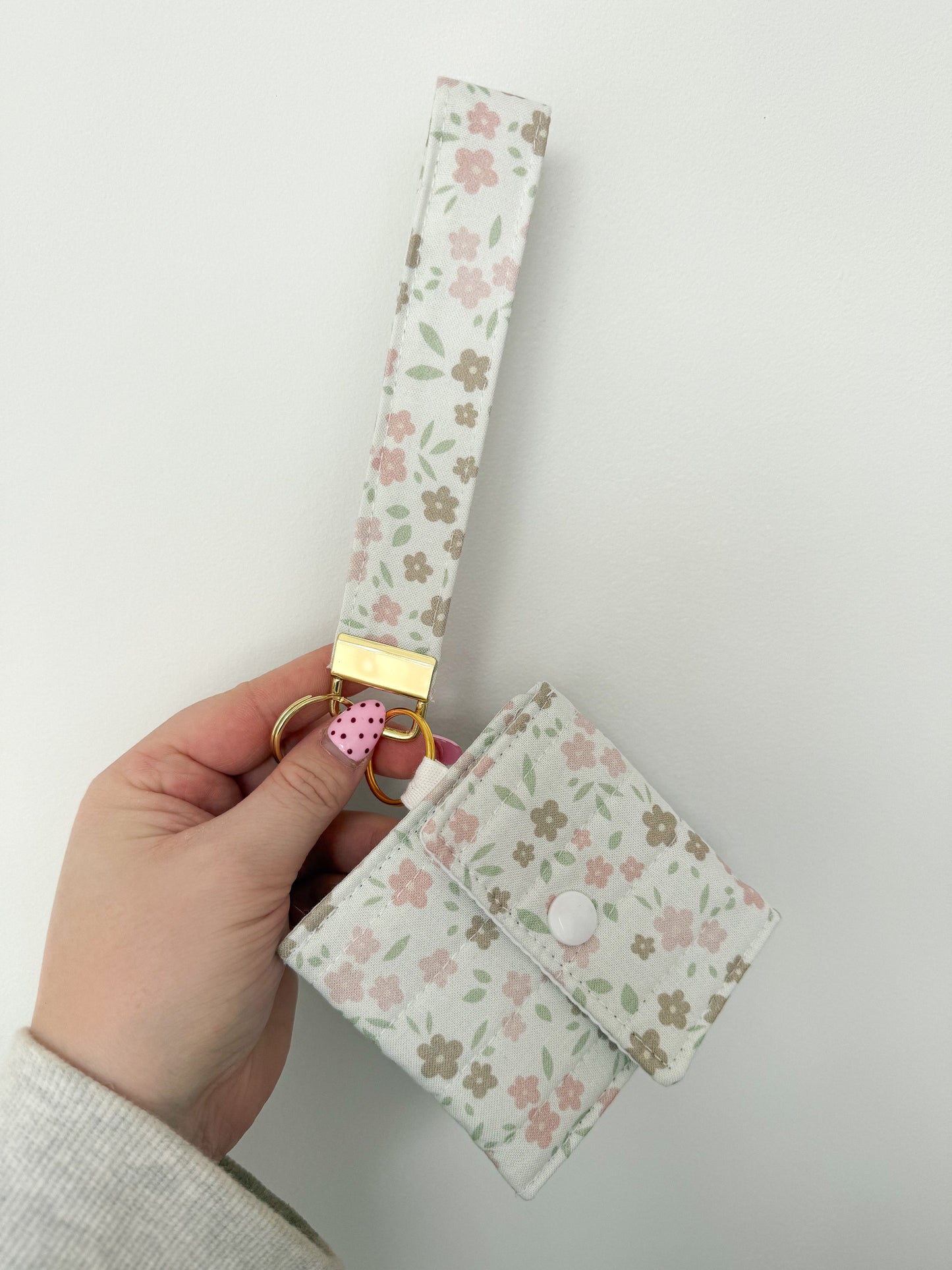 Porte-clés et porte-monnaie | Beige fleurs neutres pâles