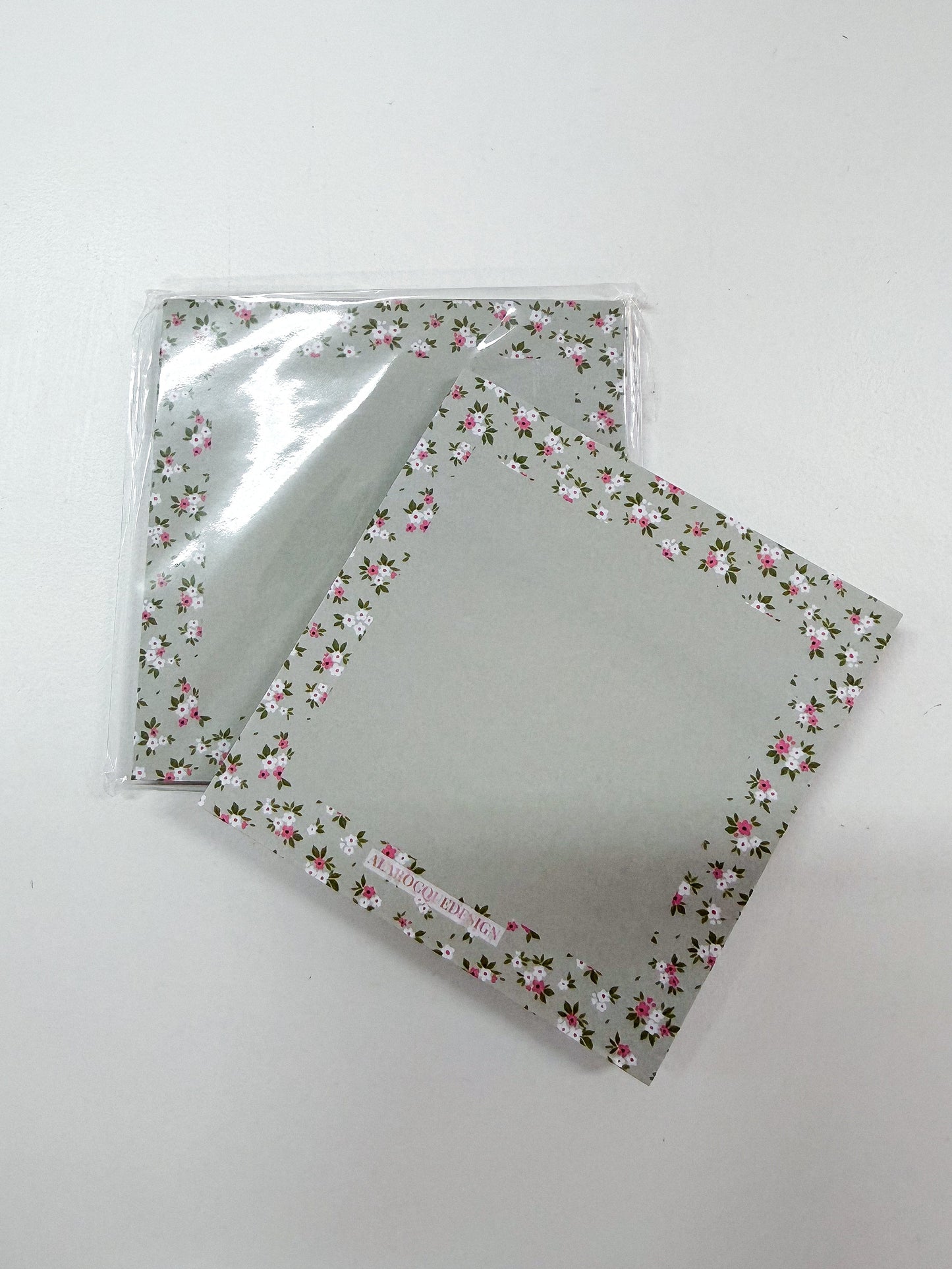 Bloc-notes autocollantes | Sauge fleurs roses et blanches