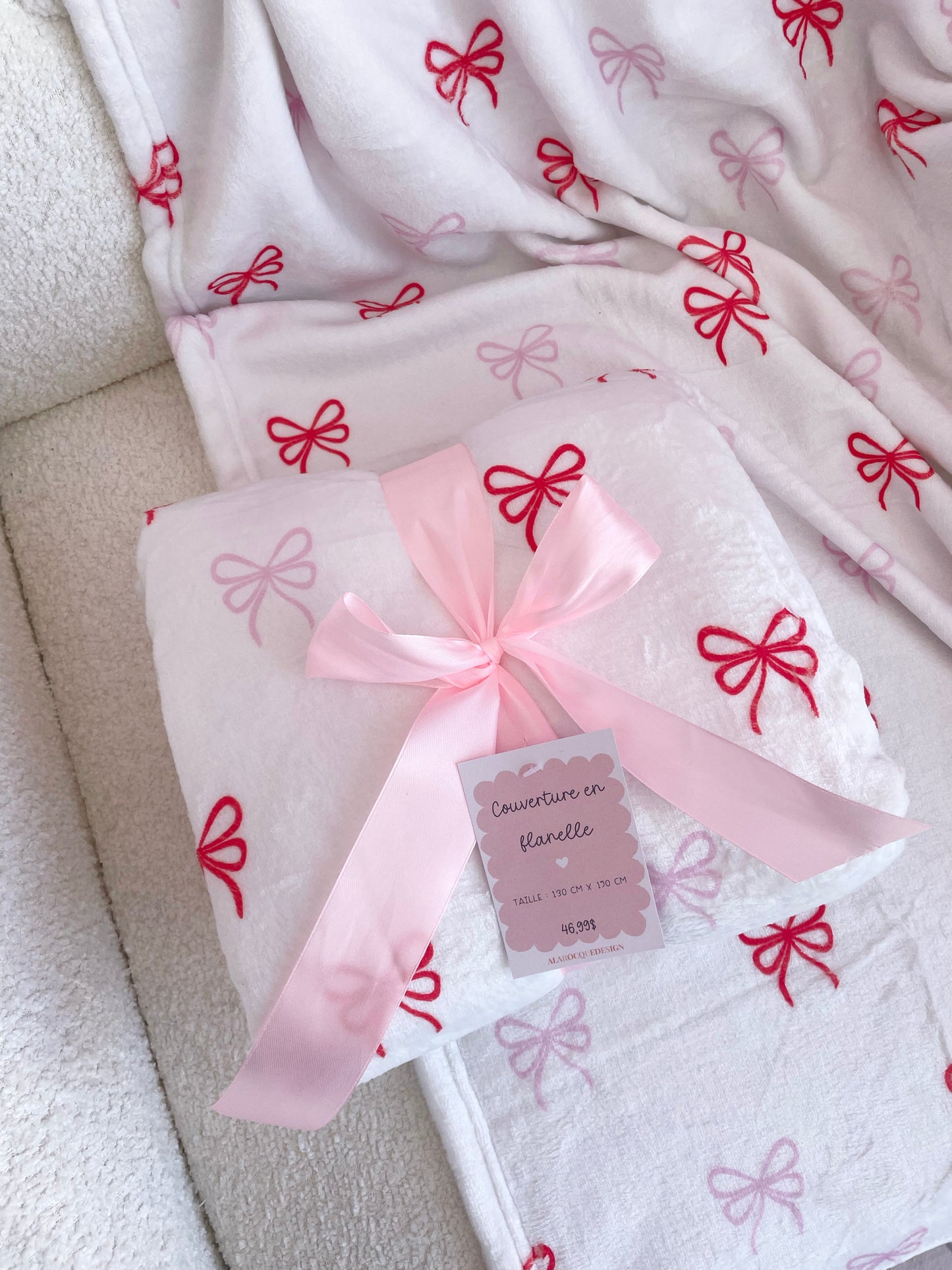 Flannel blanket | Brown bows and flowers