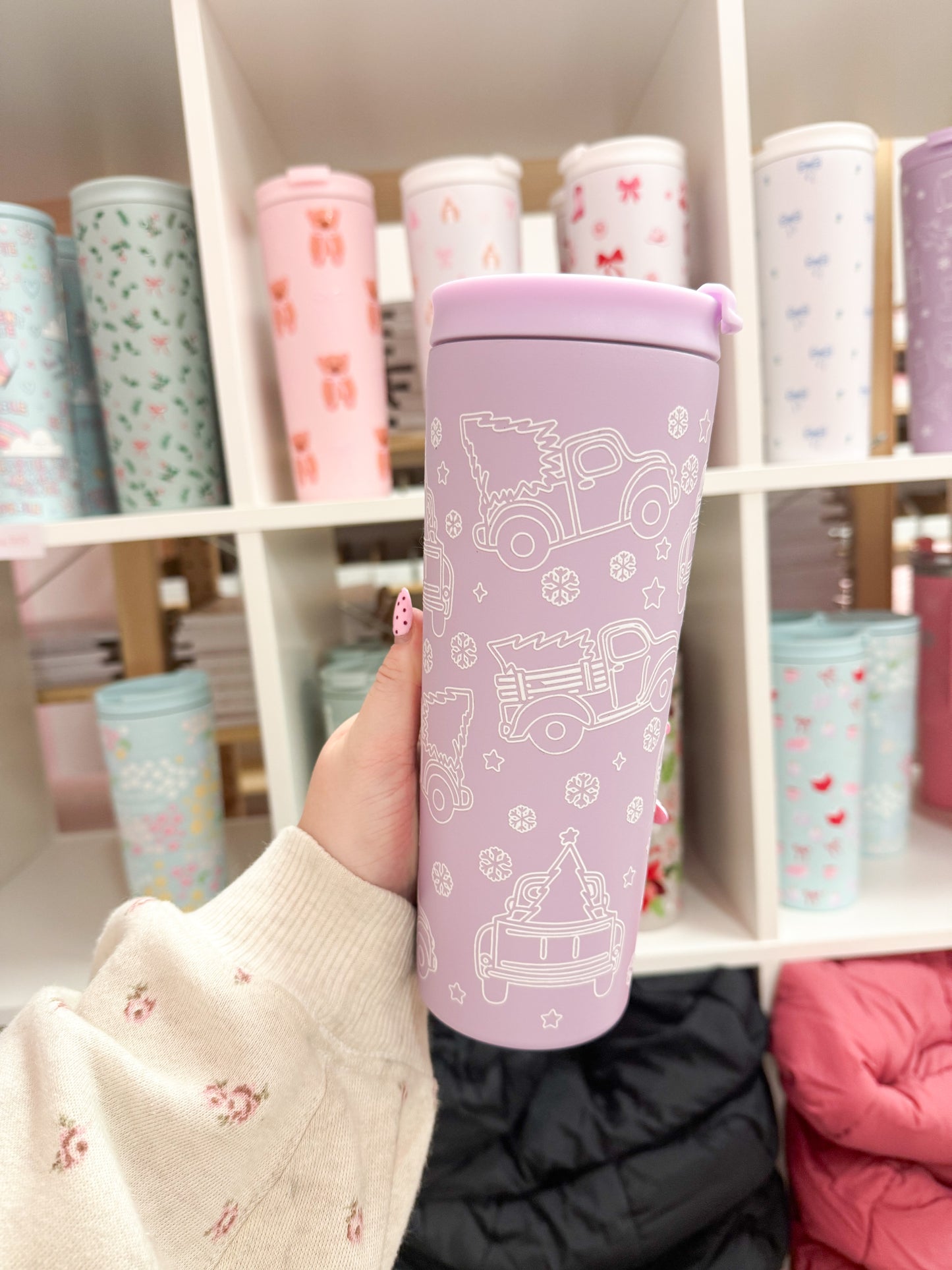 Bouteille isotherme 24 oz | Mauve | Voitures de noel