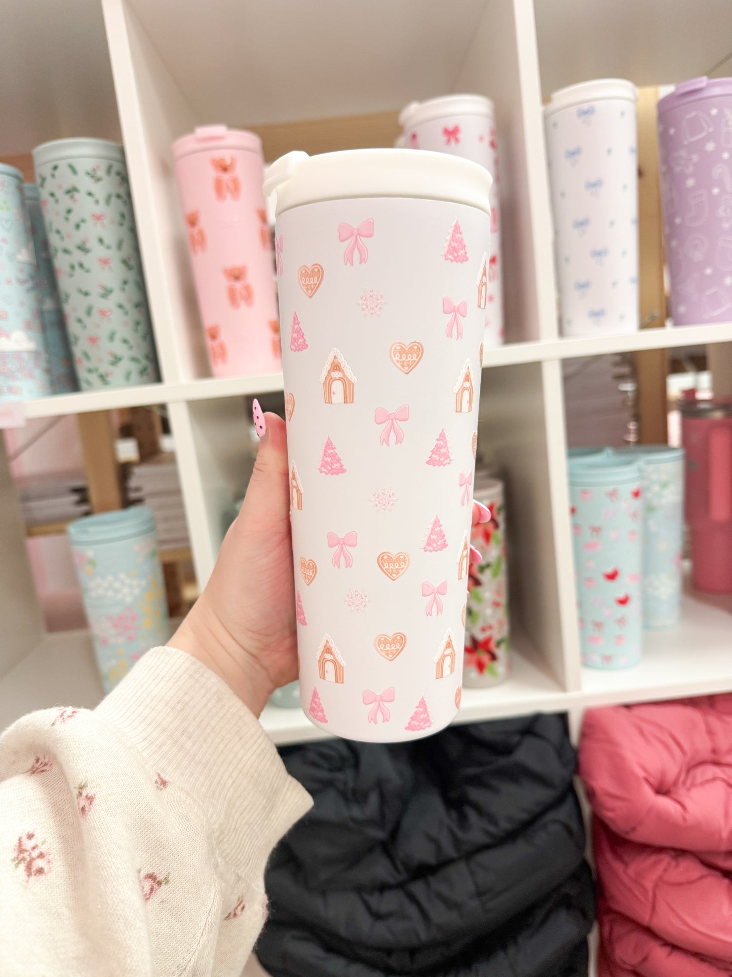 Bouteille isotherme 24 oz | Blanc | Biscuits de noel et boucles