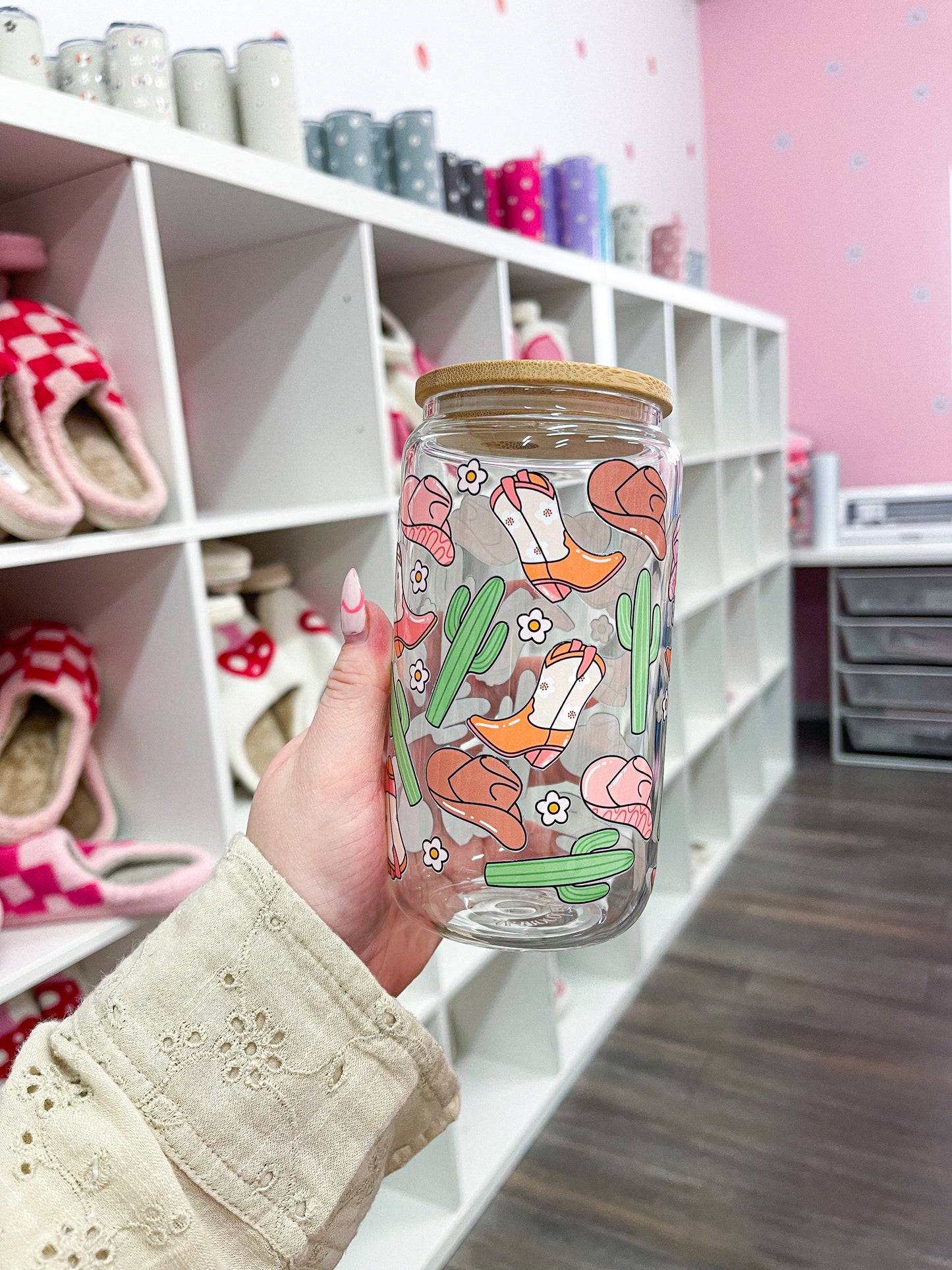 Verre 16 oz | Cowgirl et cactus