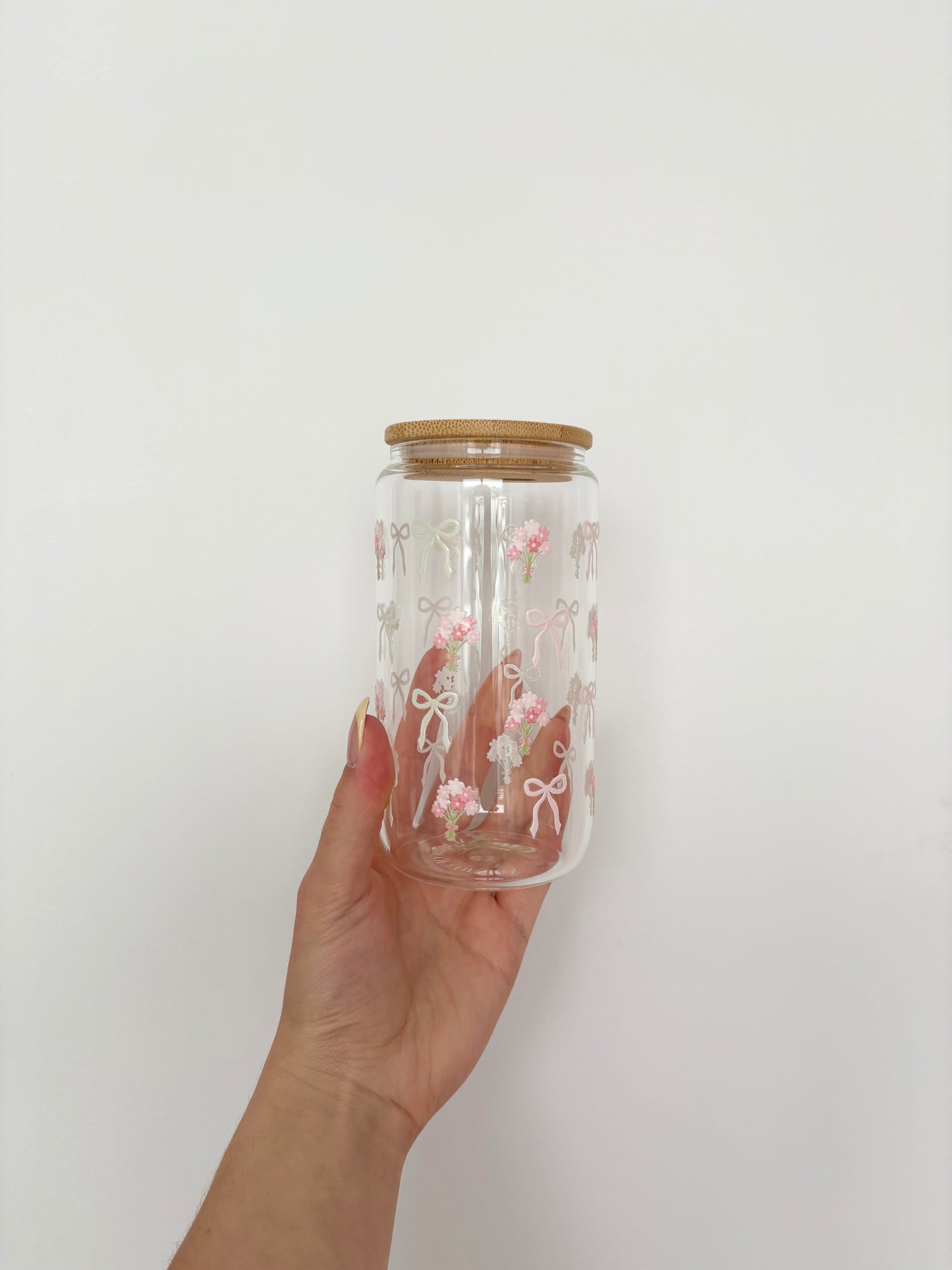 16 oz Glass | Summer | Delicate Flowers and Curls
