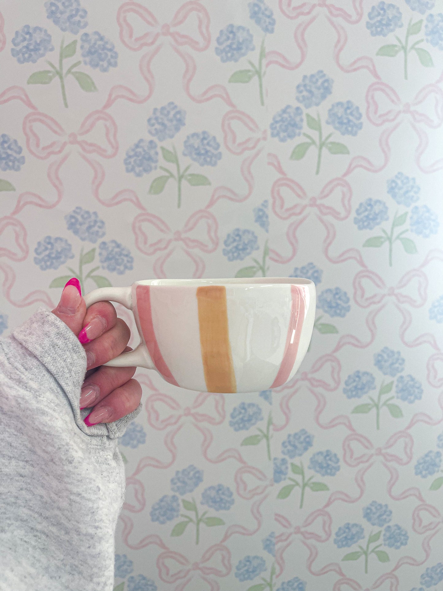 Tasse | Céramique | Lignée jaune et rose