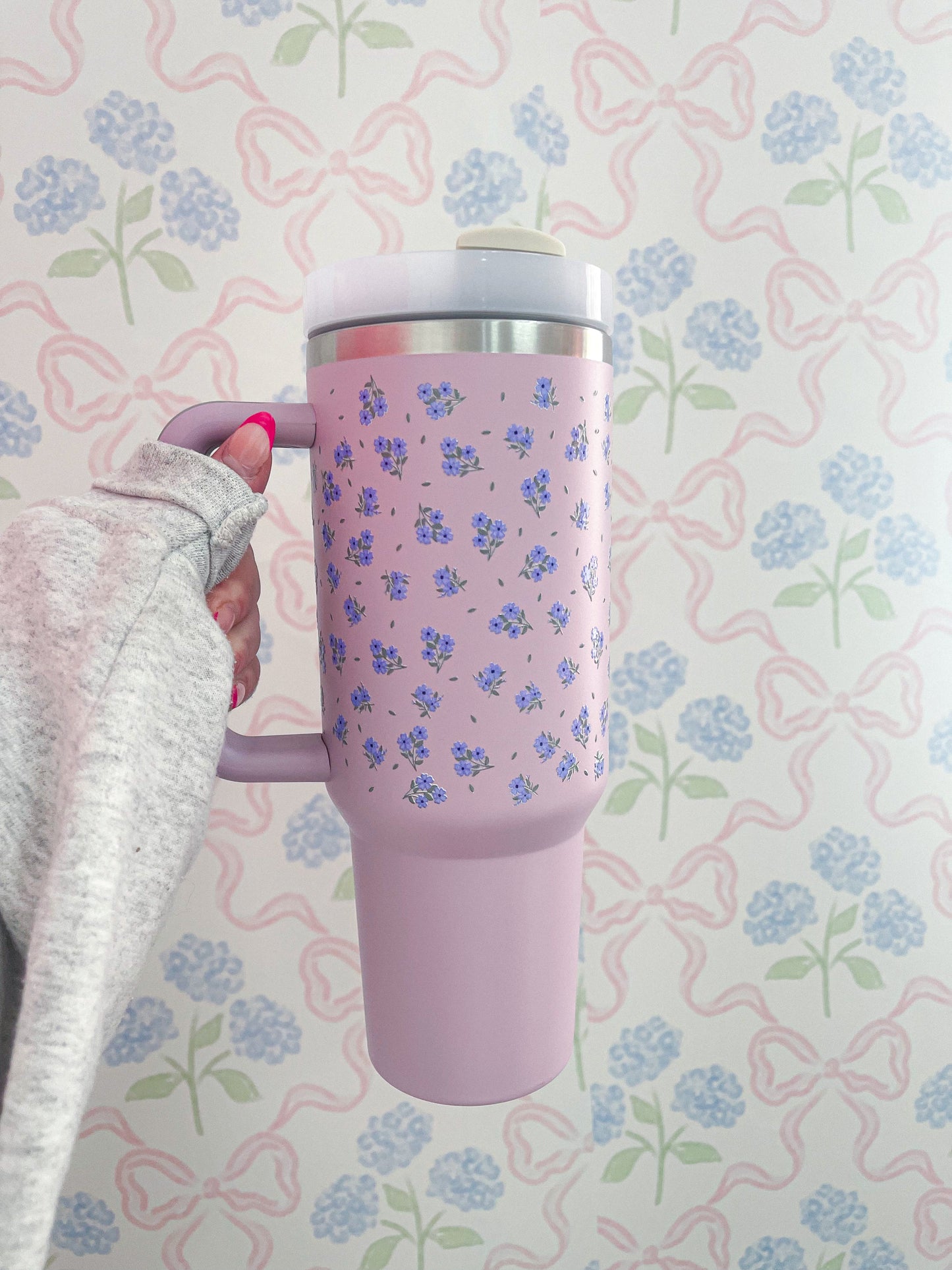 Tumbler 40 oz | Mauve | Bouquets de fleurs mauves
