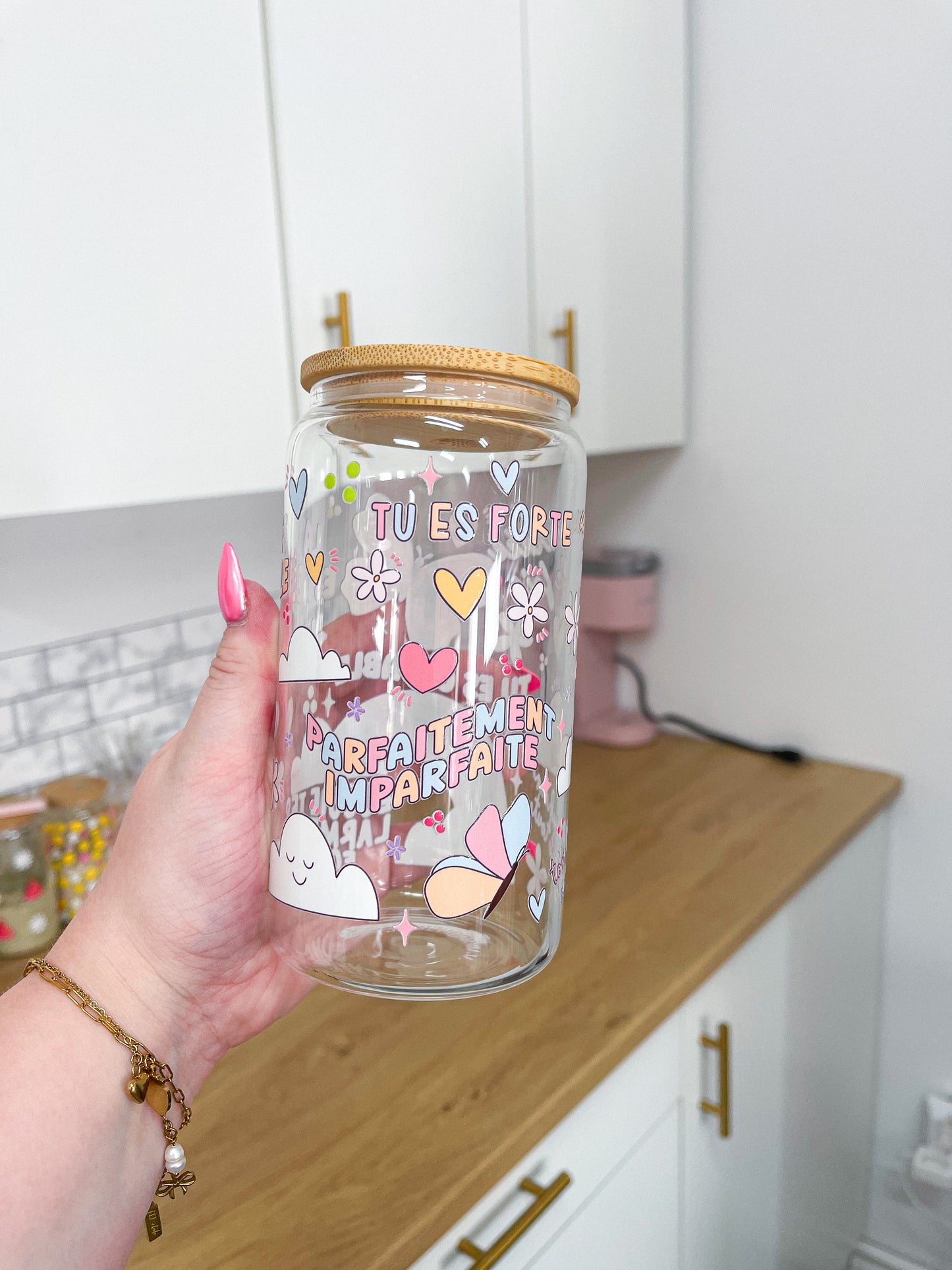 Verre 16 oz | Affirmations positives | Nuages