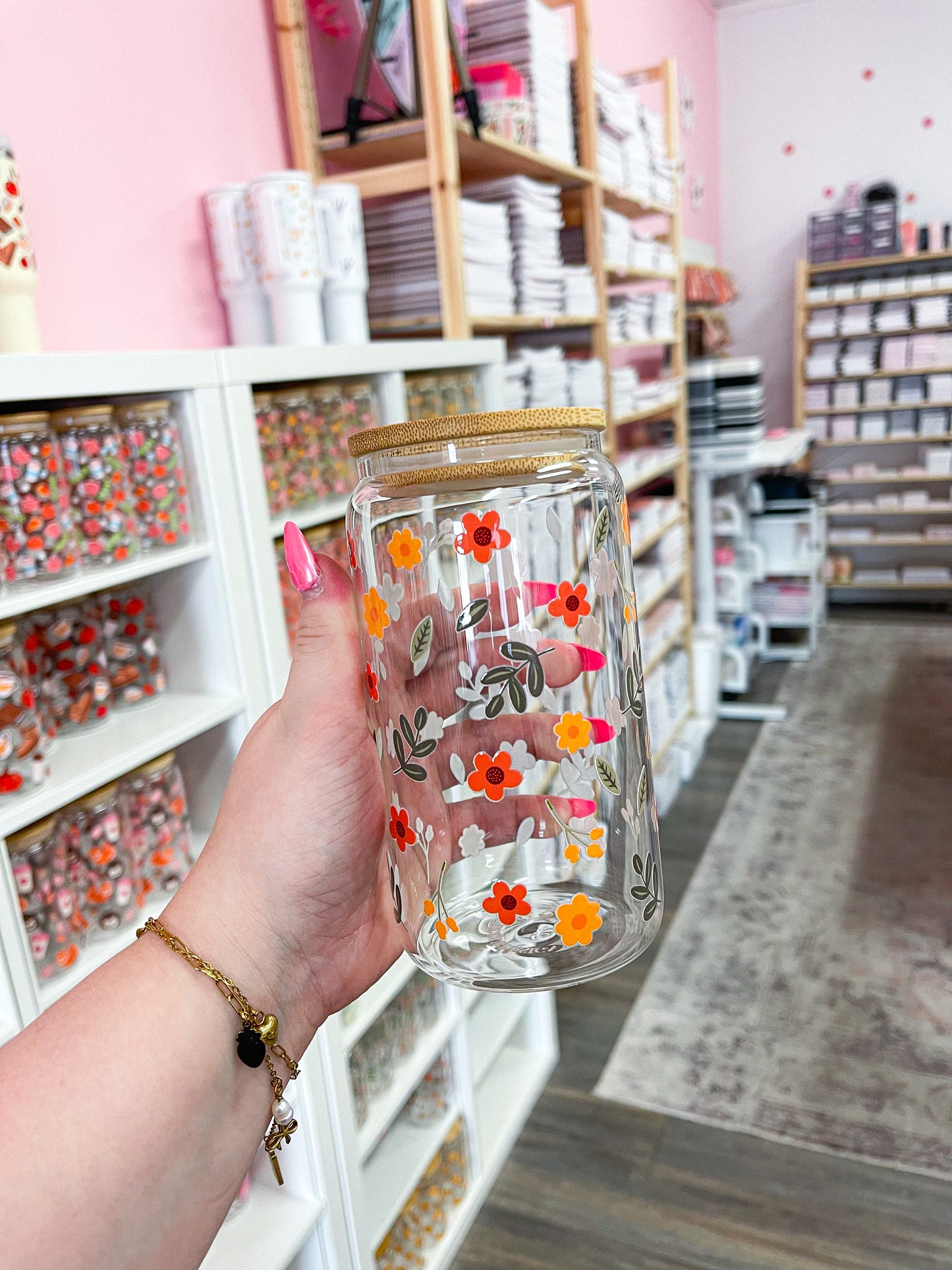 Verre 16 oz | Automne | Fleurs et feuilles d’automne
