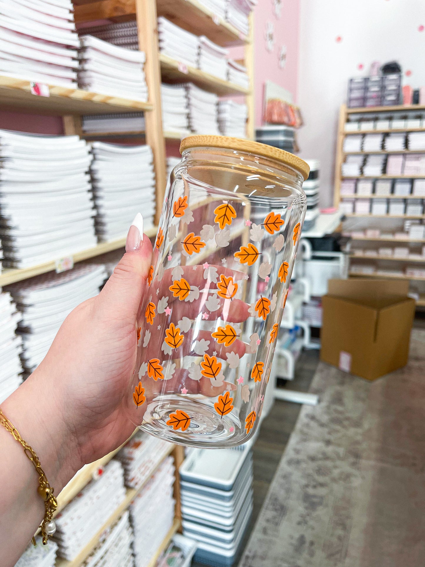 Verre 16 oz | Automne | Feuilles et étoiles
