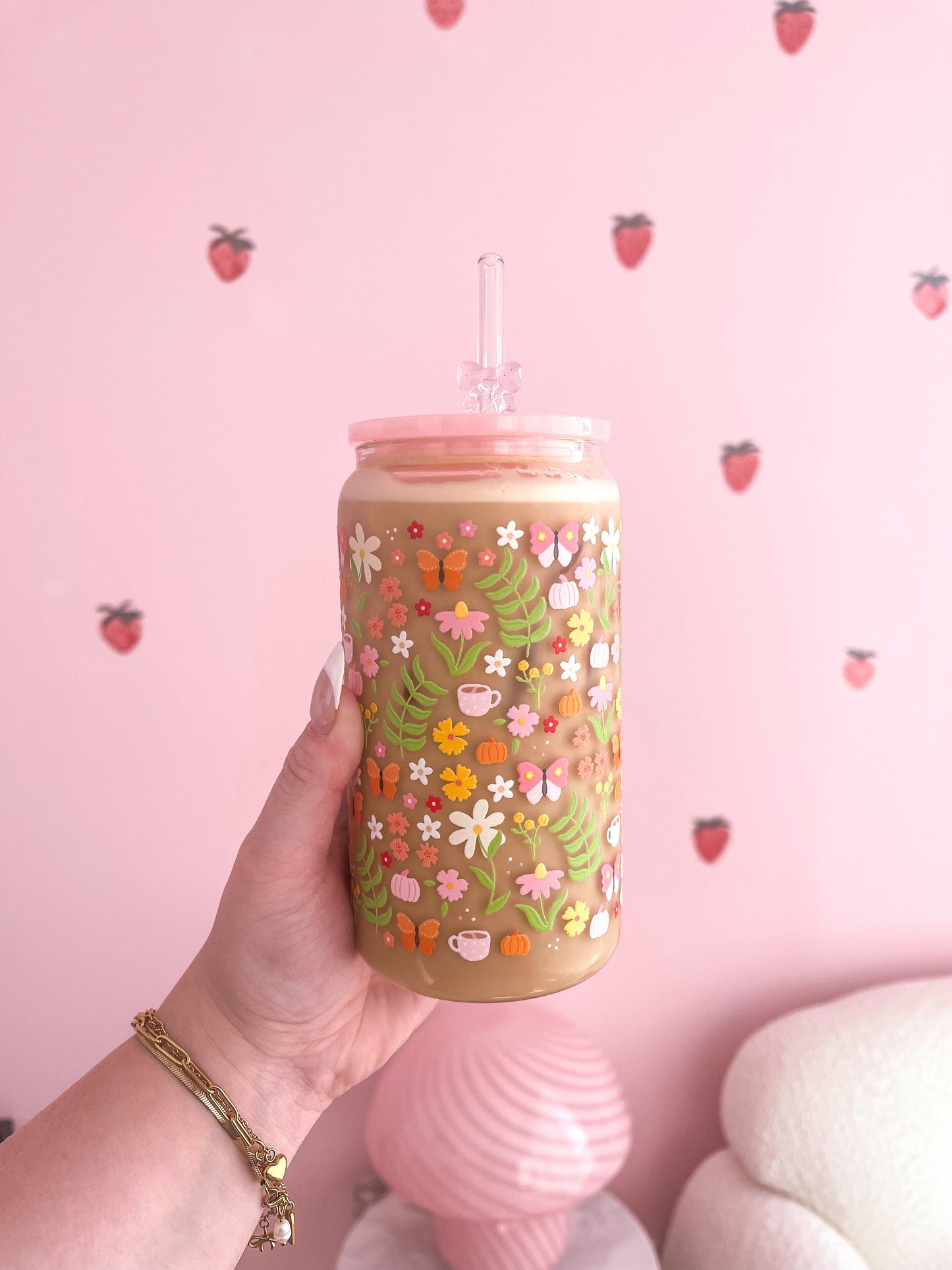 Verre 16 oz | Automne | Jardin et citrouilles