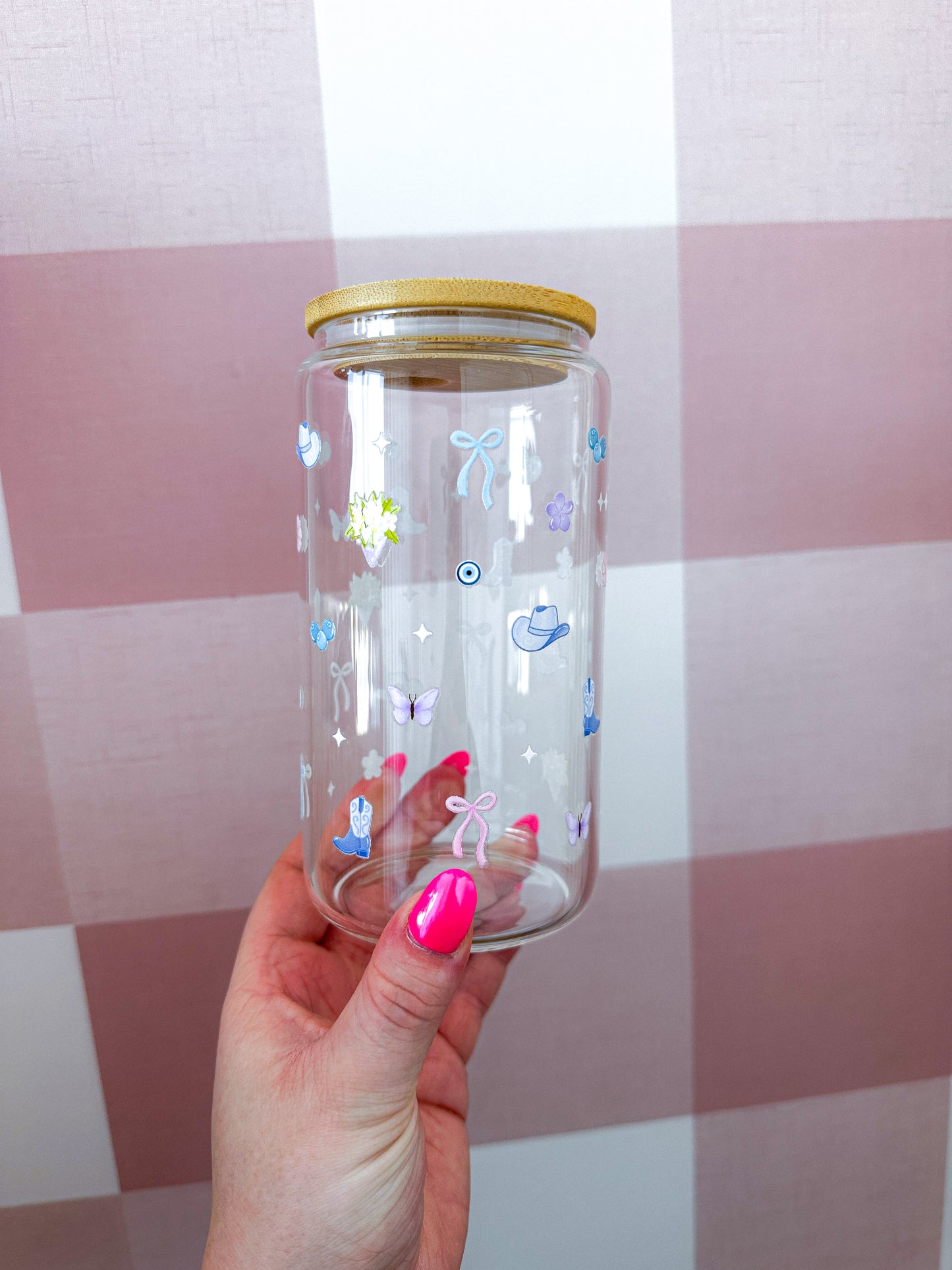 16 oz Glass | Summer | Blue Cowgirl