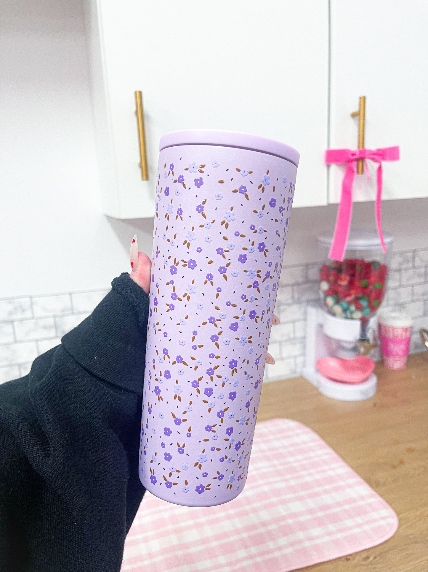 Bouteille isotherme 24 oz | Mauve | Fleurs mélange de mauves