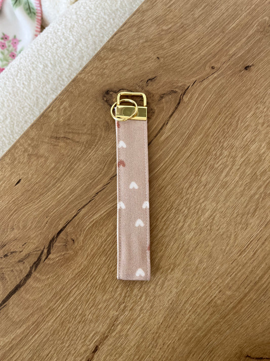 Porte-clés | Bracelet | Beige et cœurs