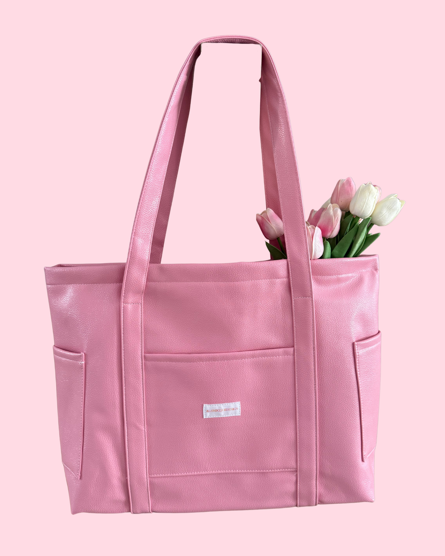 Bag | Raspberry red and white checkered pattern