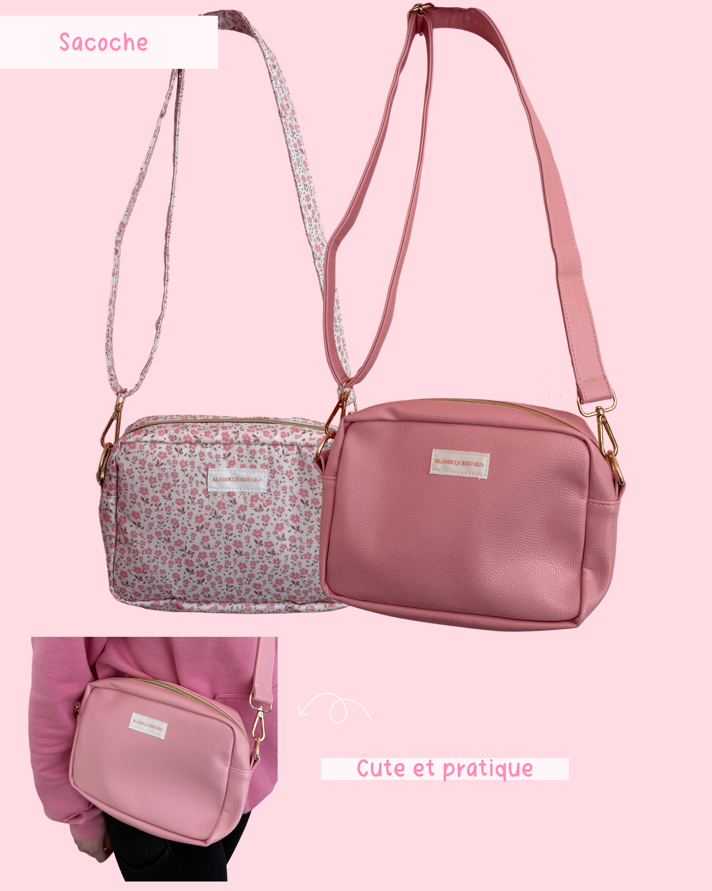 Bag | Raspberry red and white checkered pattern