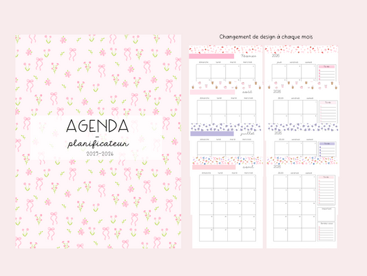 PRÉVENTE | AGENDA | PLANIFICATEUR  | 2025-2026  | Bouquets de fleurs et boucles