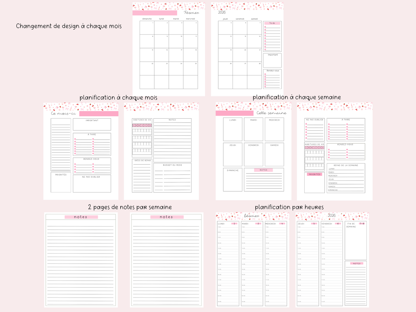 PRÉVENTE | AGENDA | PLANIFICATEUR  | 2025-2026  | Mauve et fleurs blanches
