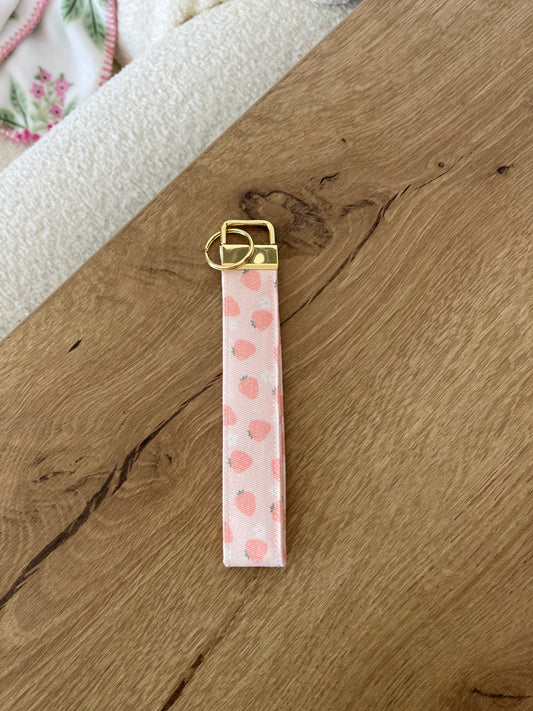Keychain | Bracelet | Pale Pink Strawberries