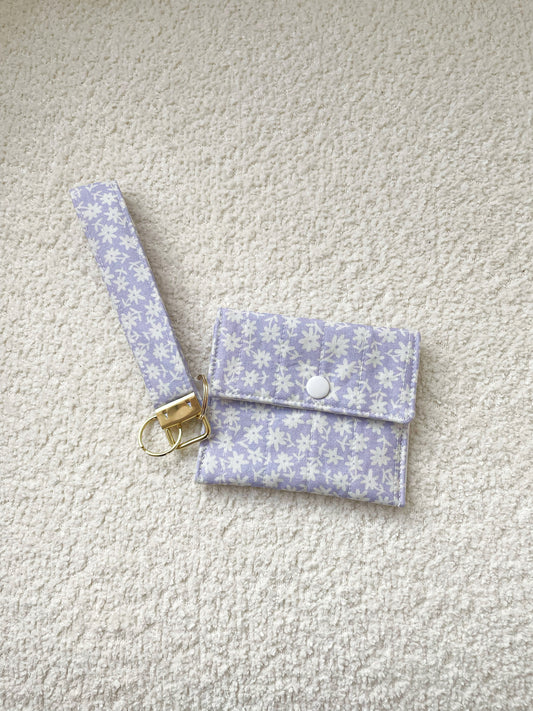 Porte-clé & Porte-monnaie | Mauve | Petites fleurs blanches