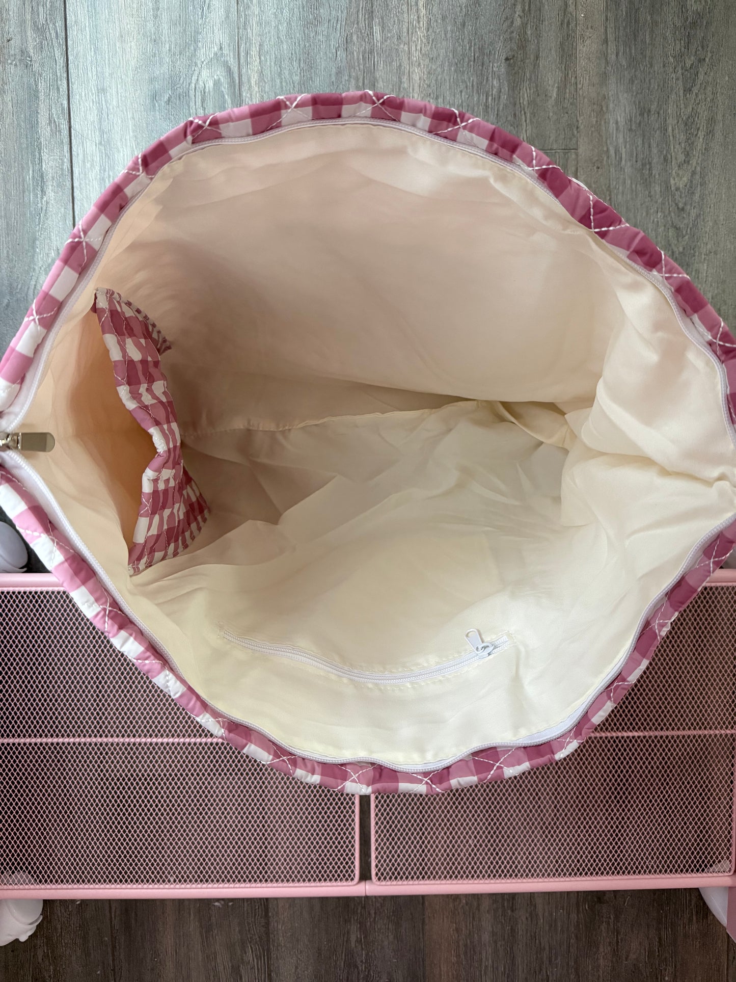 Sac | Quadrillé rouge framboise et blanc