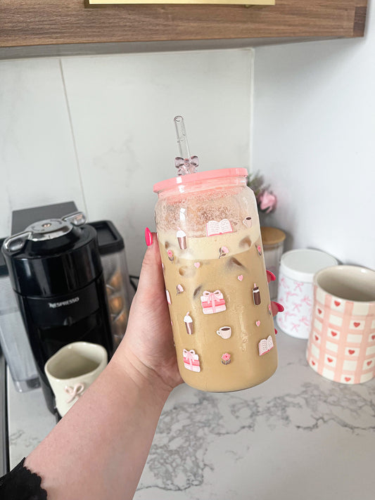 Verre 16 oz | Automne | Livres, cafés et roses