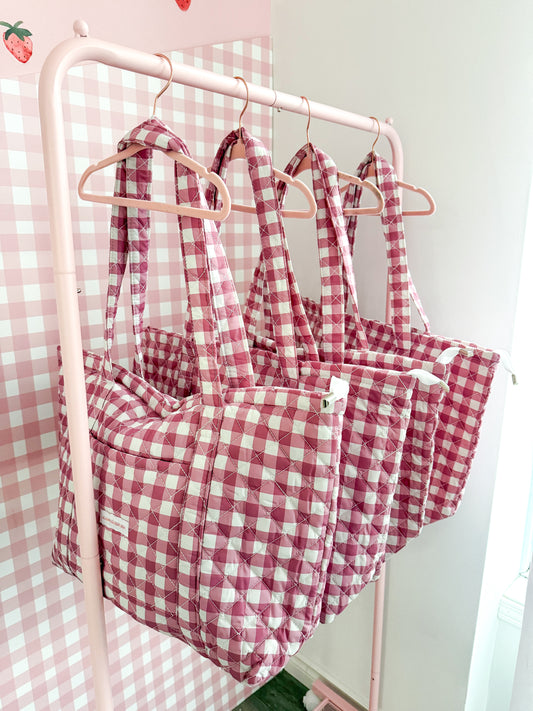 Sac | Quadrillé rouge framboise et blanc