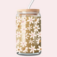Verre 16 oz | Automne | Fleurs beiges et brunes