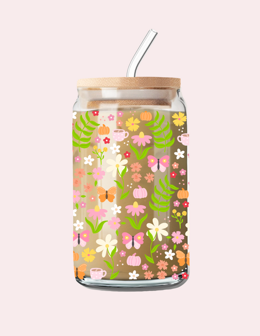 Verre 16 oz | Automne | Jardin et citrouilles