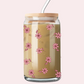 Verre 16 oz | Automne | Fleurs fuchsia neutres