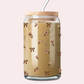 Verre 16 oz | Automne | Fleurs et boucles brunes