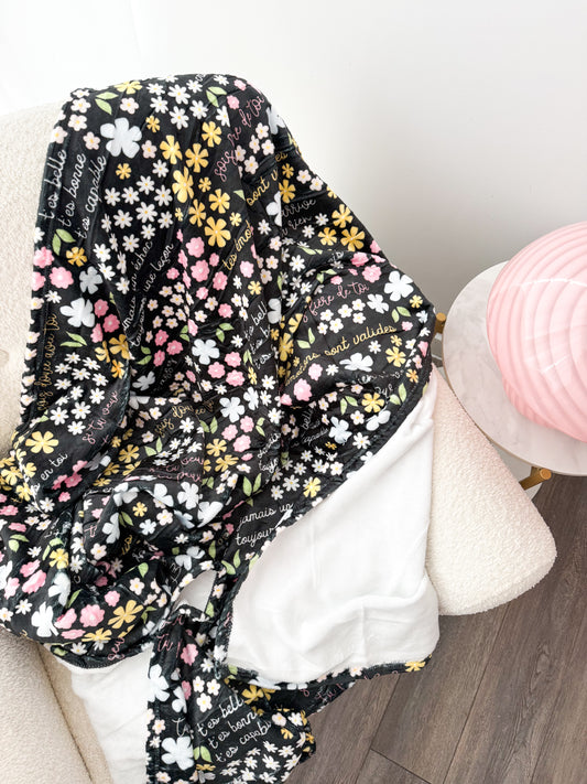 Couverture en flanelle | Affirmations positives | Floral